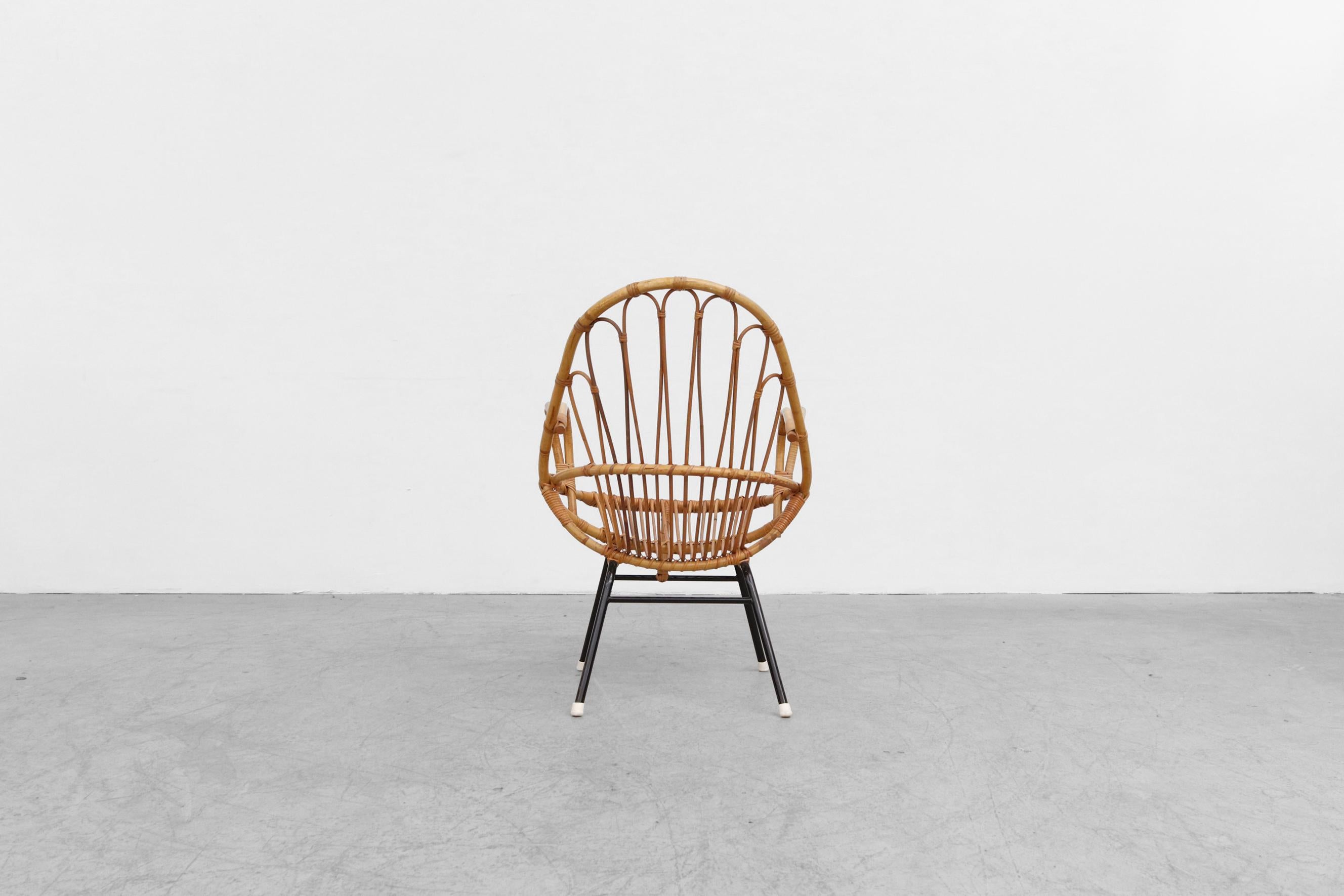 Rohe Noordwolde Bamboo Armchair with Decorative Back and Black Legs In Good Condition For Sale In Los Angeles, CA