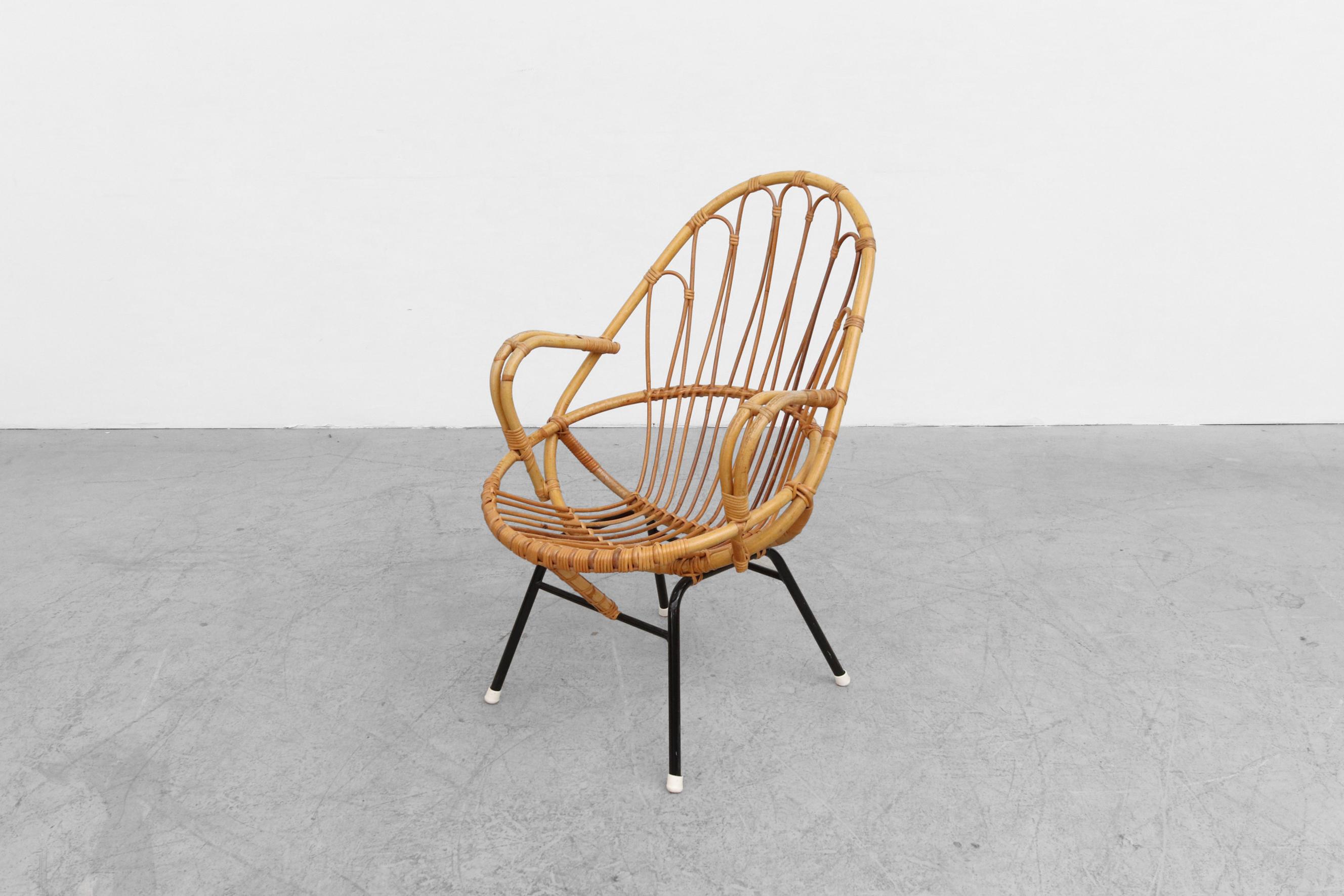 Rohe Noordwolde Bamboo Armchair with Decorative Back and Black Legs For Sale 1