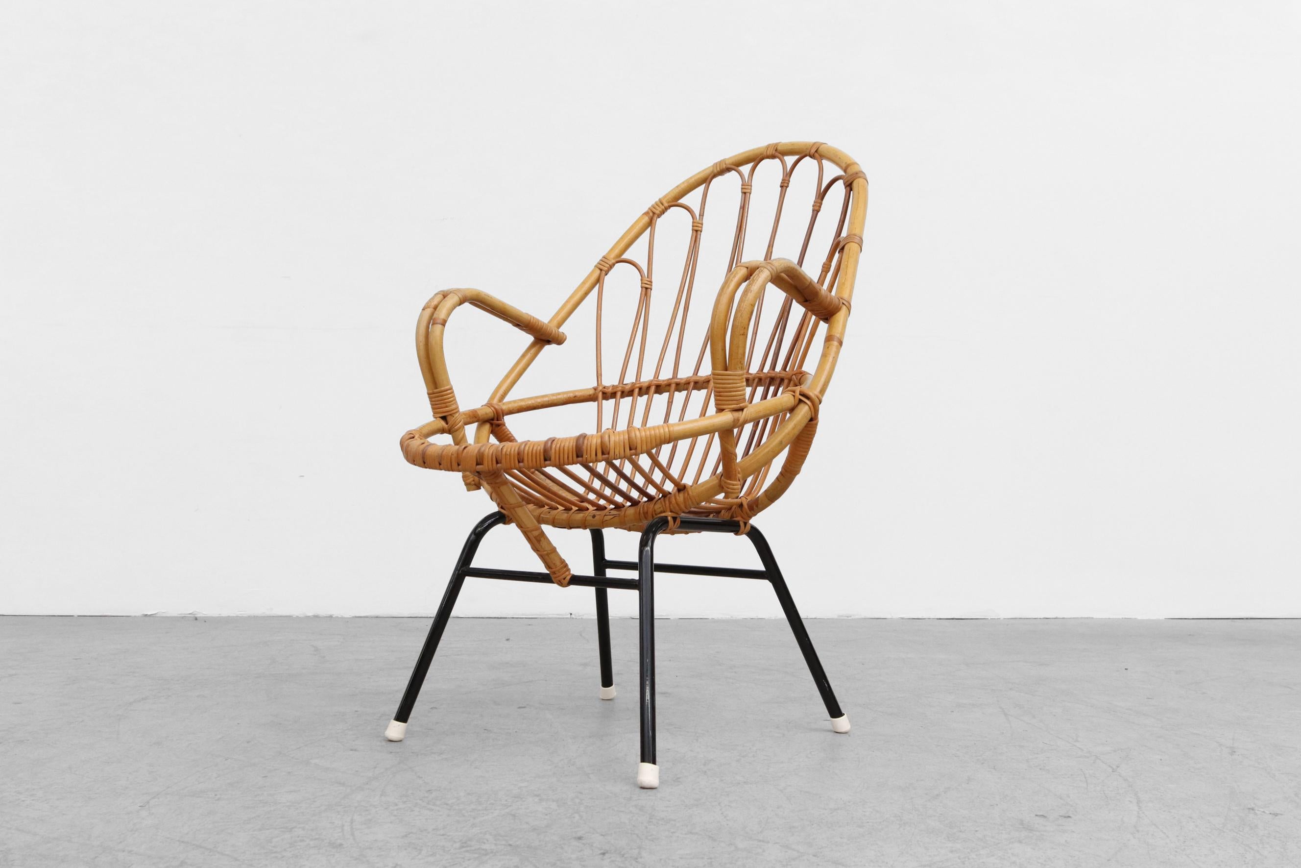 Rohe Noordwolde Bamboo Armchair with Decorative Back and Black Legs For Sale 2