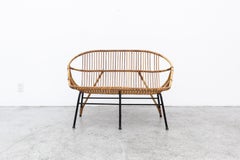 Rohe Noordwolde Bamboo Loveseat with Black Rattan Wrapped Back Legs