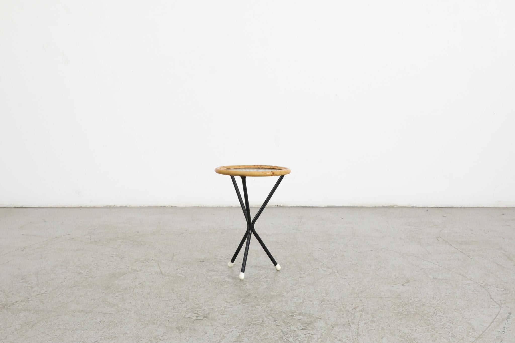 Mid-Century Modern Rohe Noordwolde Bamboo Mini Side Table