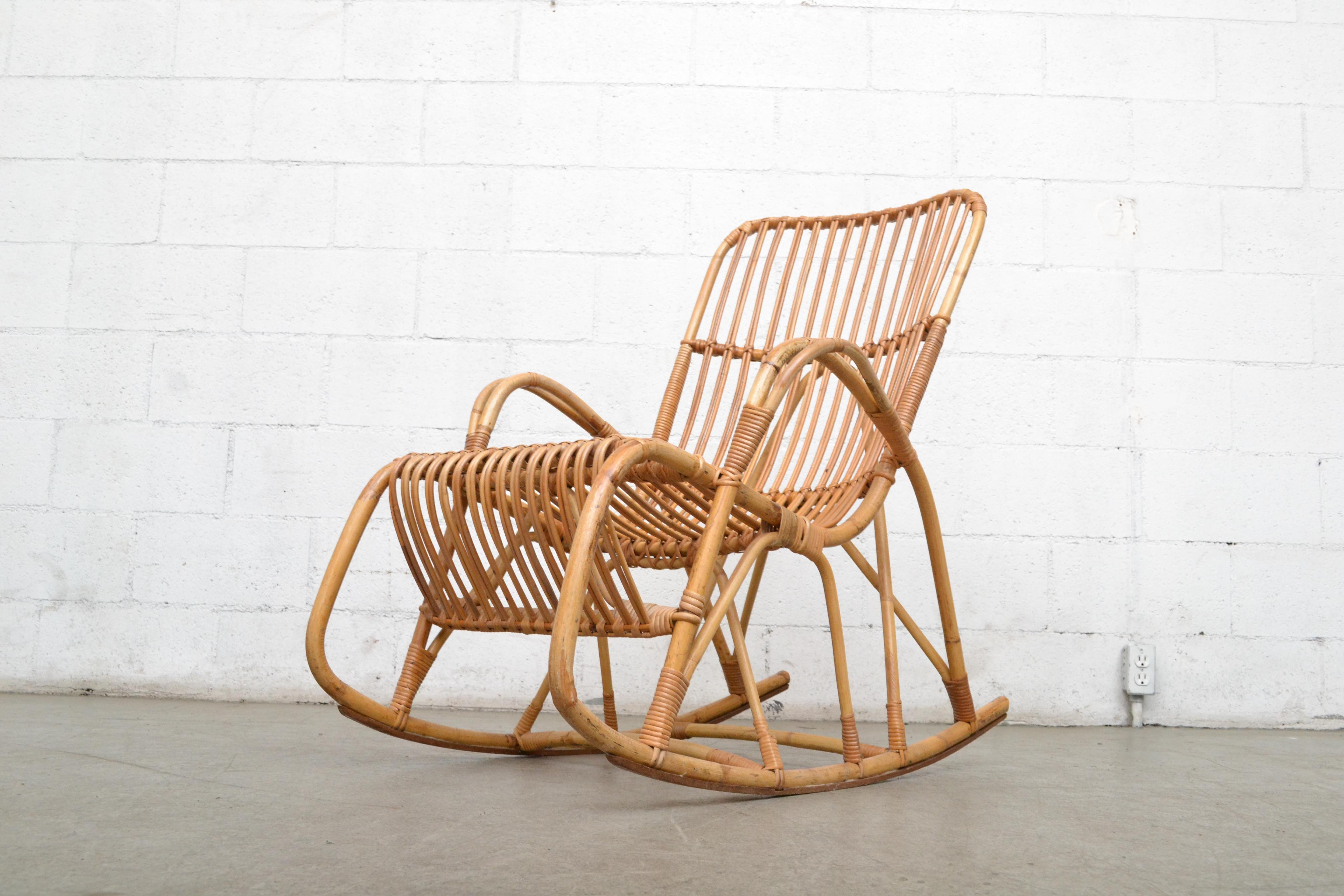 Rohe Noordwolde Bamboo Rocking Chair In Good Condition In Los Angeles, CA