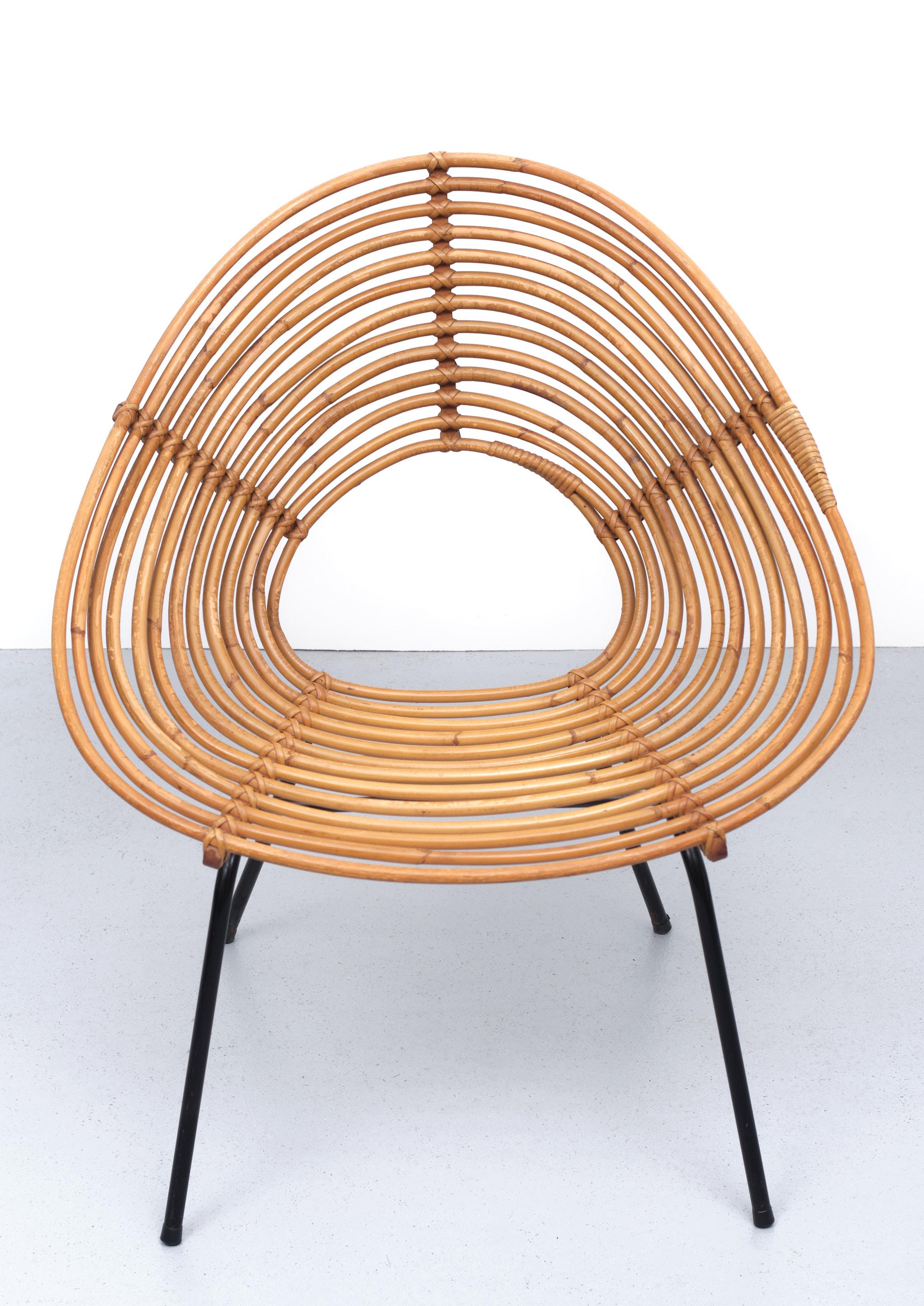 Mid-20th Century Rohe Noordwolde Dutch Wicker Chair 1950s