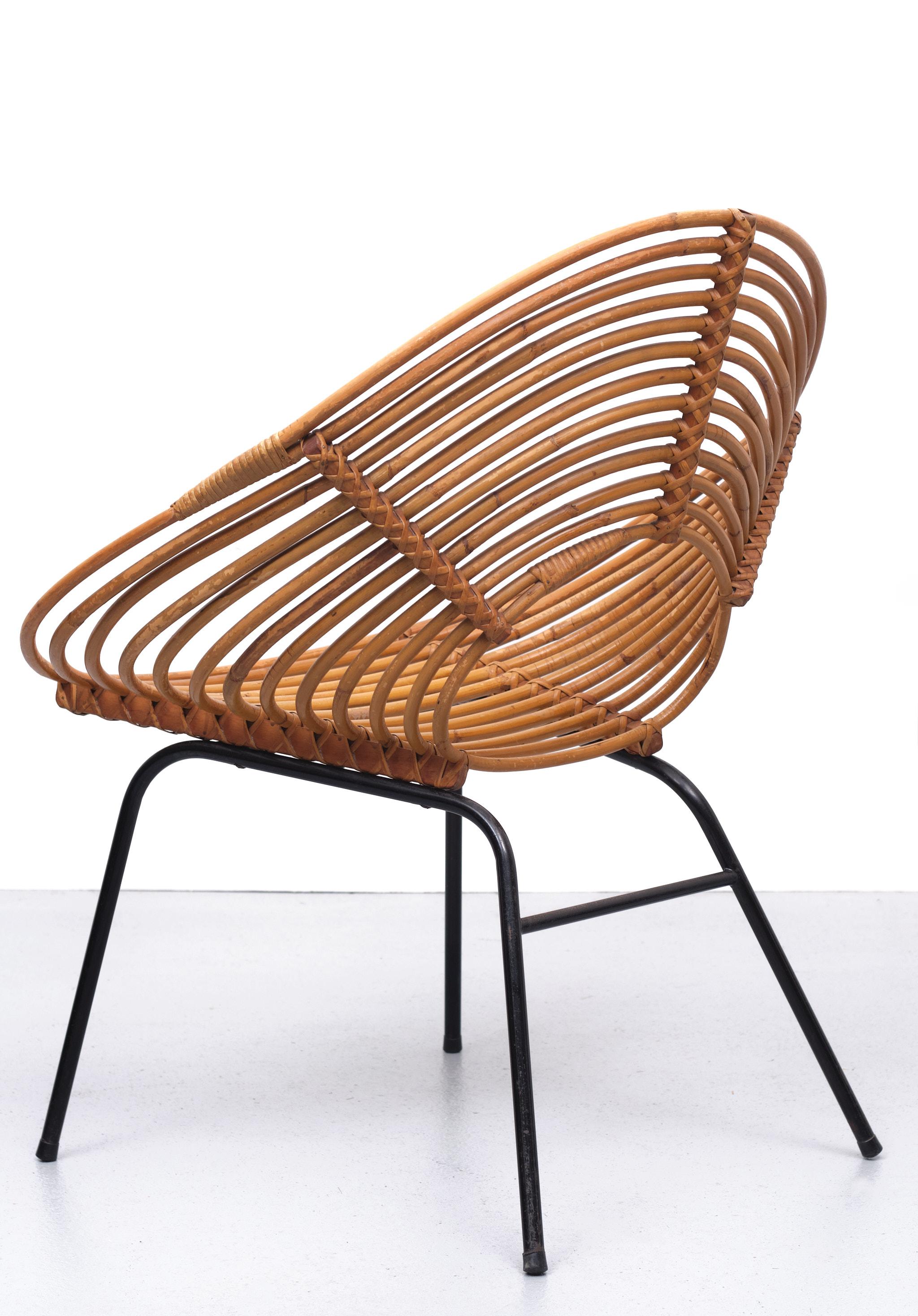 Rohe Noordwolde Dutch Wicker Chair 1950s 1