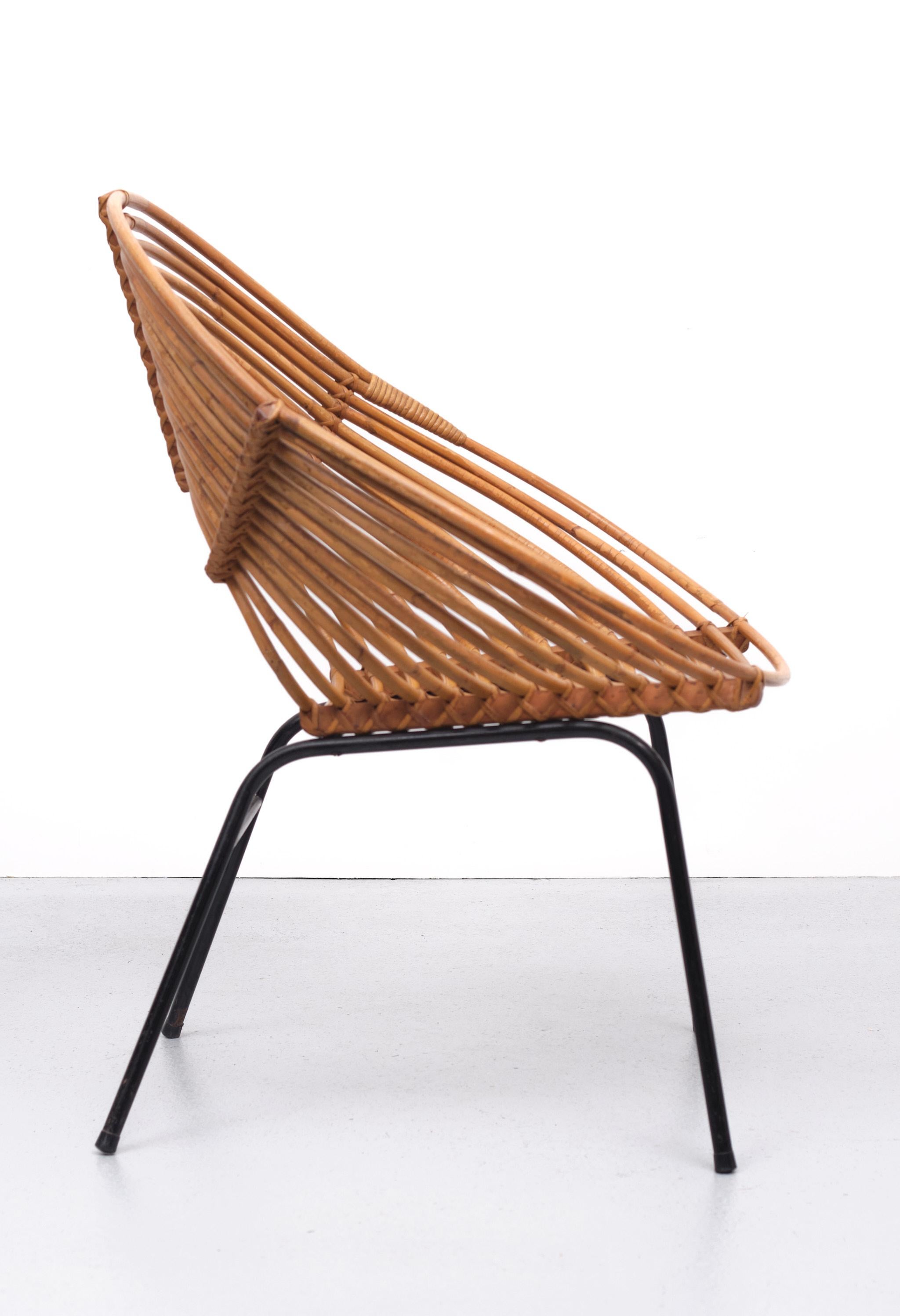 Rohe Noordwolde Dutch Wicker Chair 1950s 3