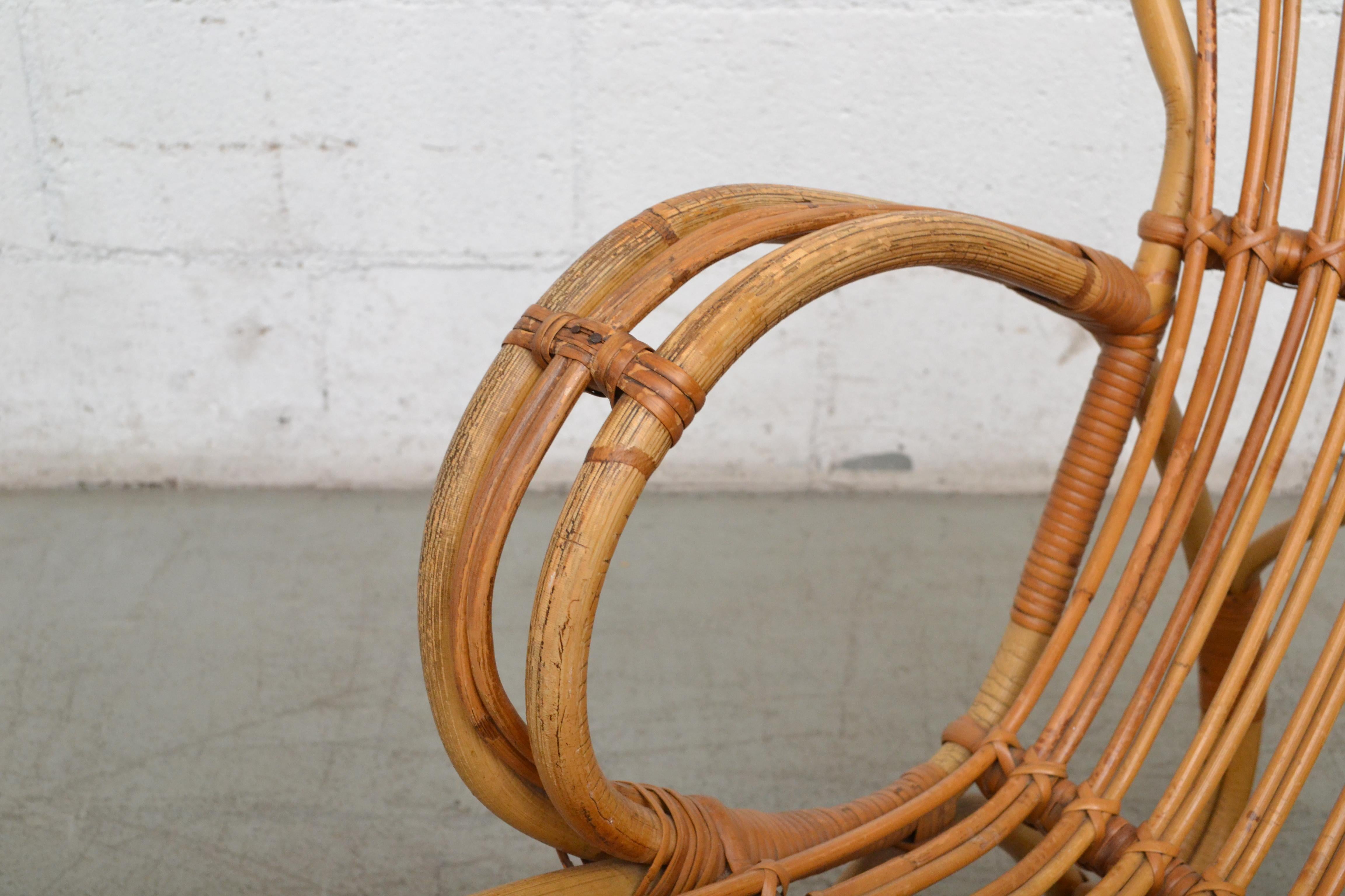 Rohe Noordwolde Low Back Bamboo Lounge Chair In Good Condition In Los Angeles, CA
