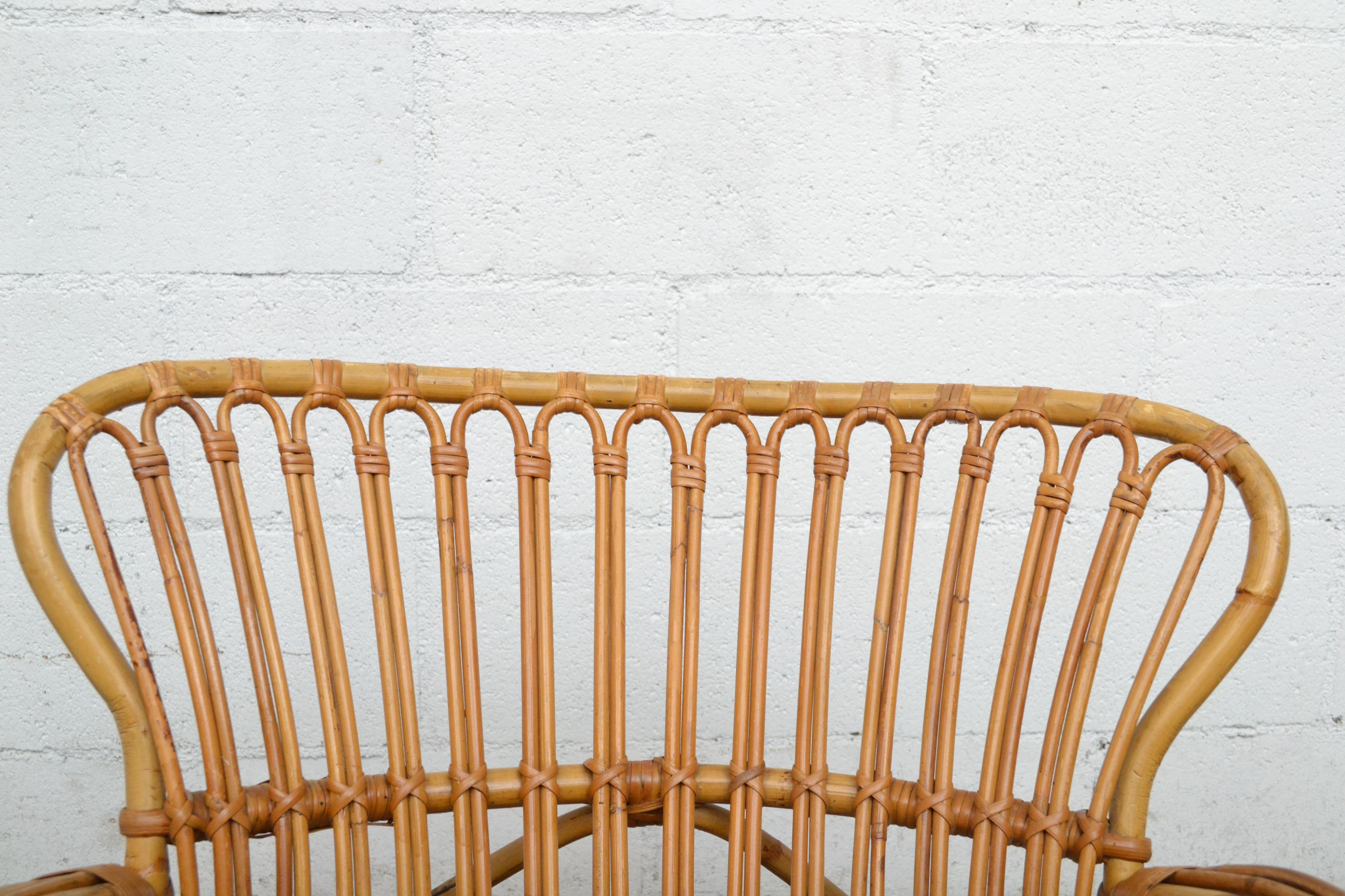 Late 20th Century Rohe Noordwolde Low Back Bamboo Lounge Chair