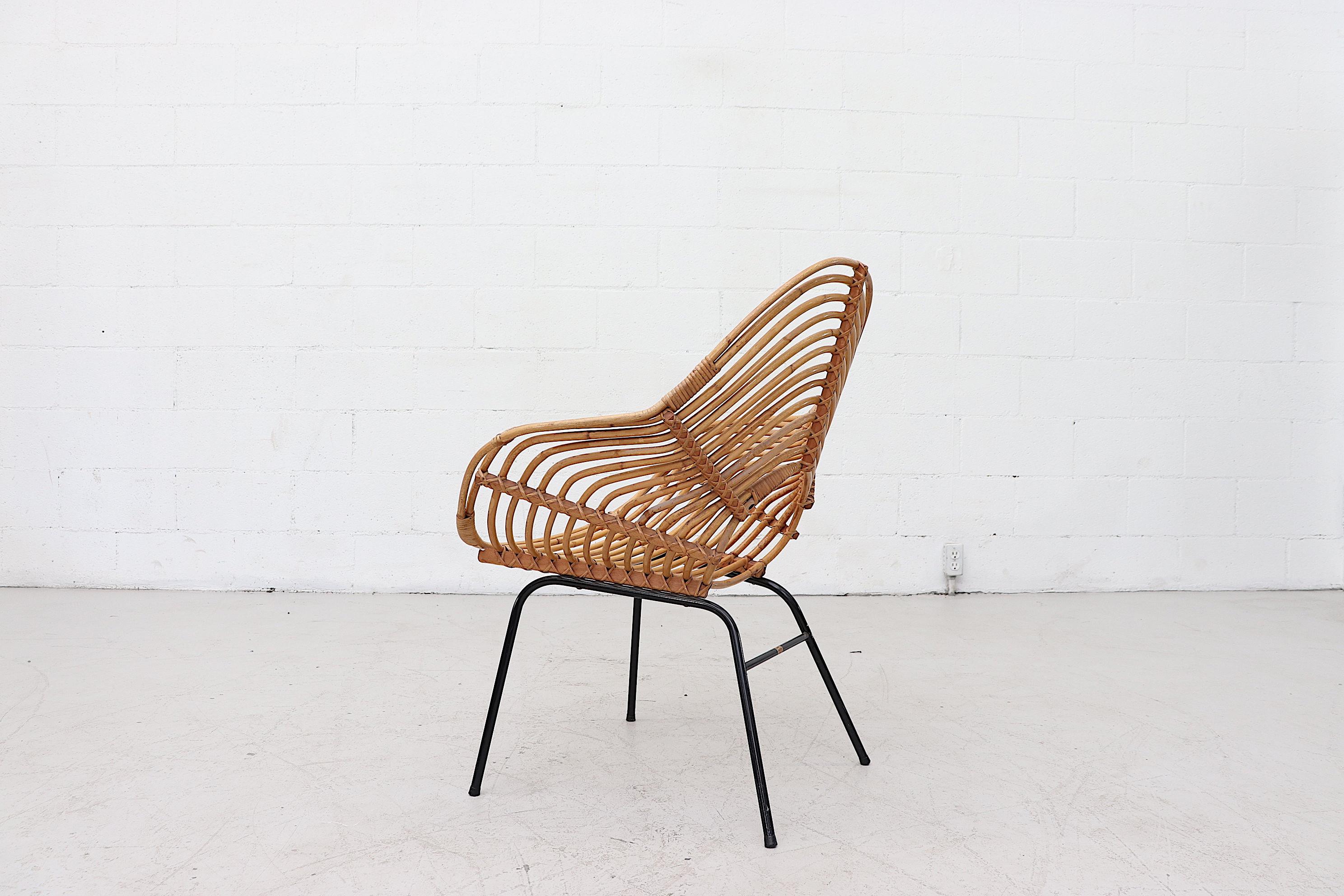 Mid-Century Modern Rohe Noordwolde Onion Skin Patterened Bamboo Hoop Chair