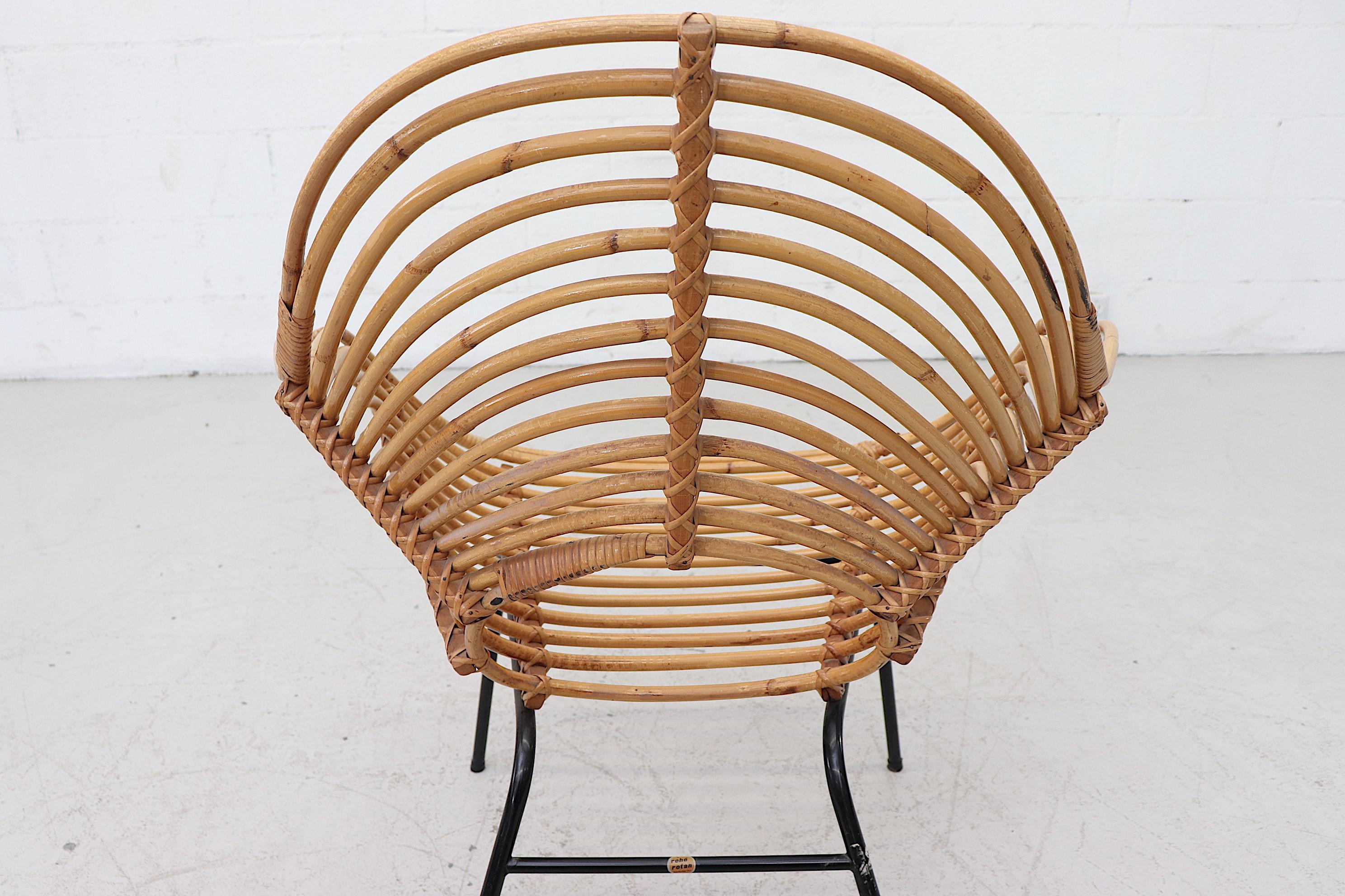 Enameled Rohe Noordwolde Onion Skin Patterened Bamboo Hoop Chair