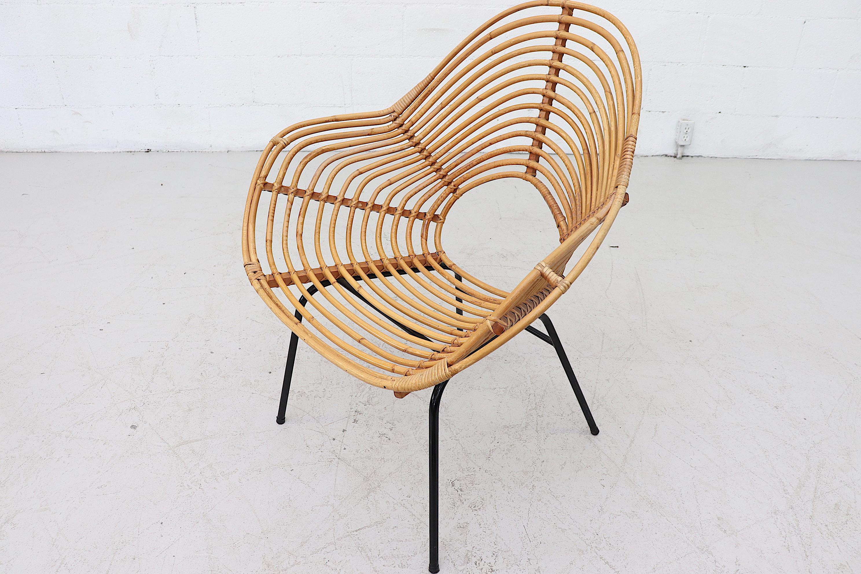 Rohe Noordwolde Onion Skin Patterened Bamboo Hoop Chair In Good Condition In Los Angeles, CA