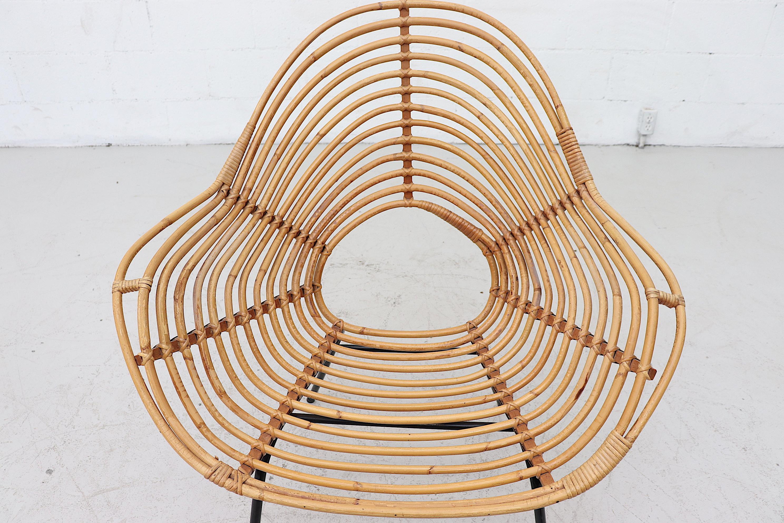 Mid-20th Century Rohe Noordwolde Onion Skin Patterened Bamboo Hoop Chair