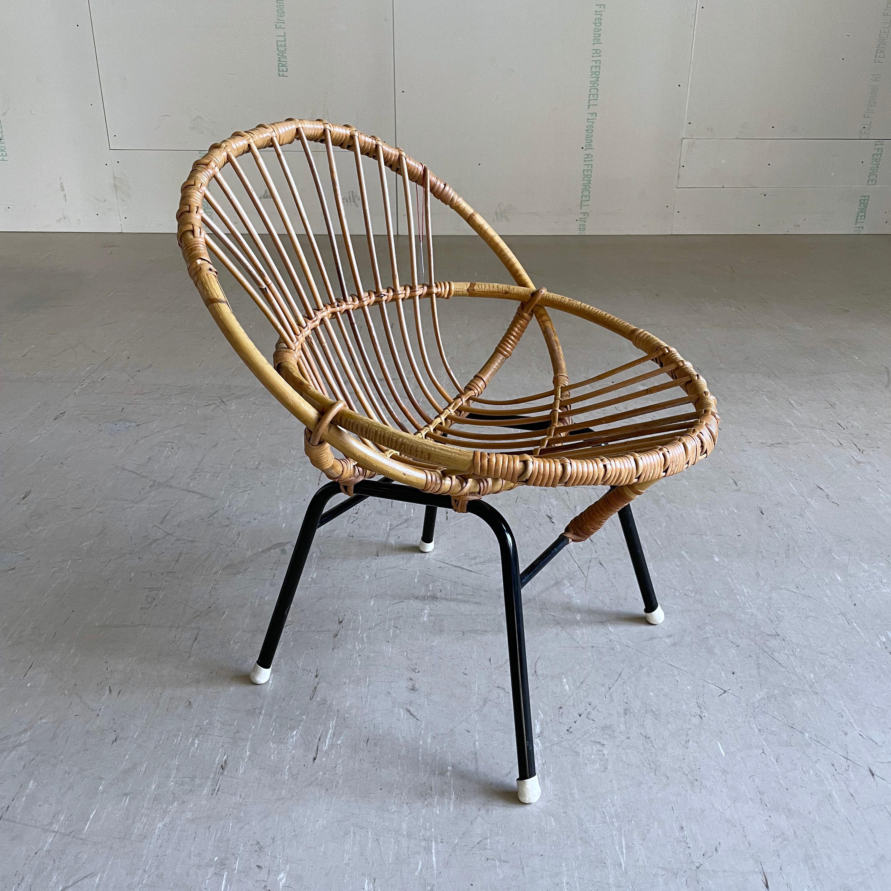 20th Century Rohé Noordwolde rattan child's chair, 1958 For Sale