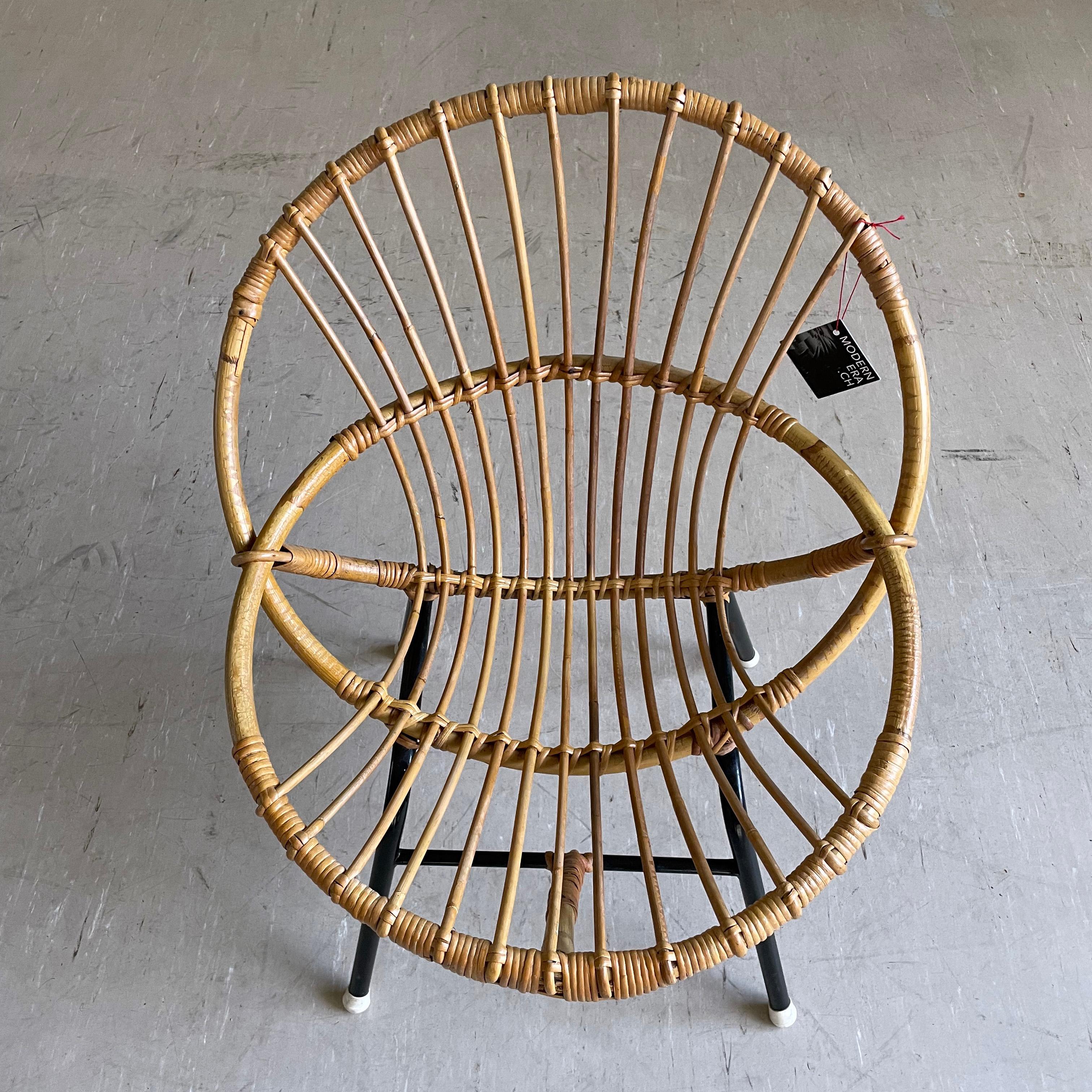 Metal Rohé Noordwolde rattan child's chair, 1958 For Sale