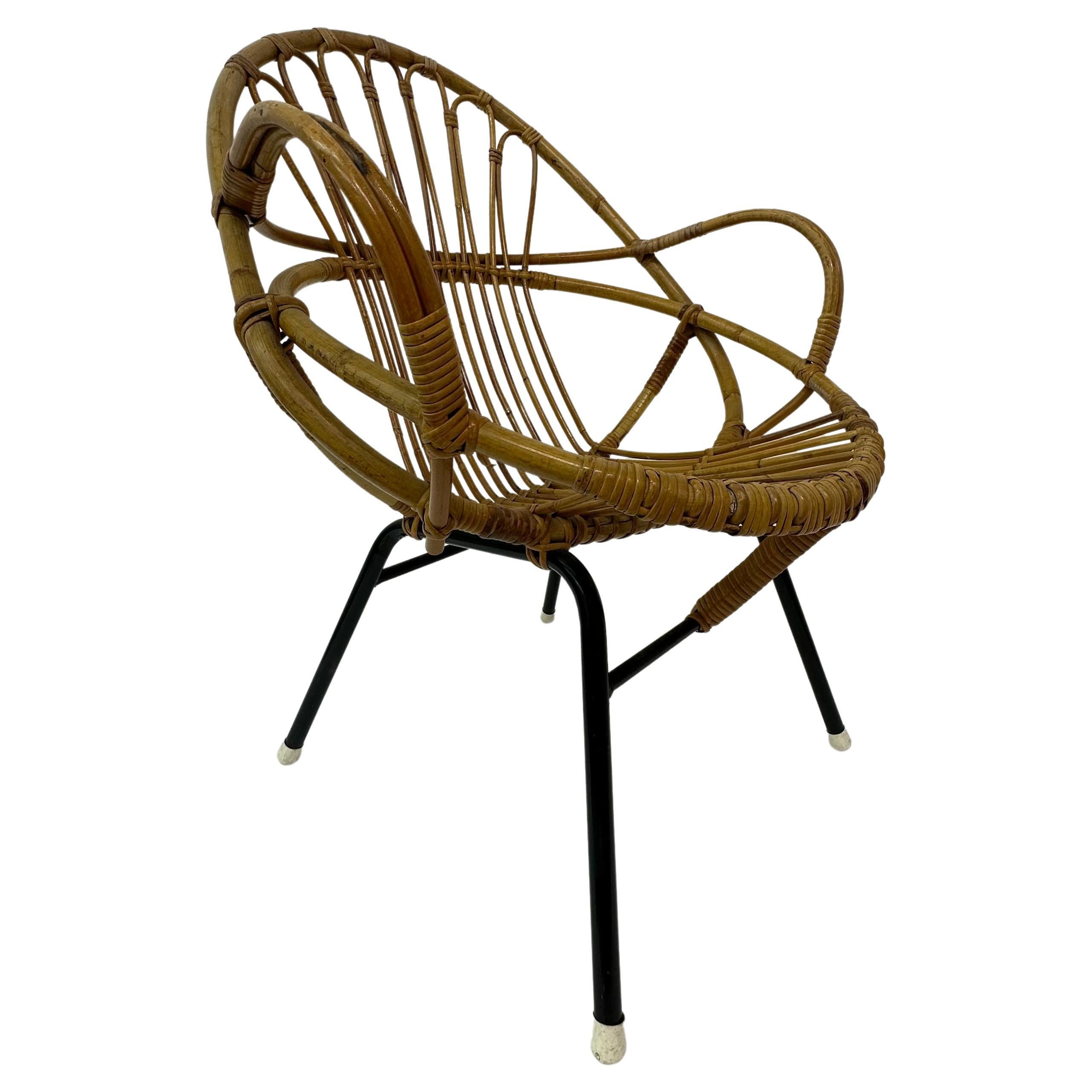 Rohe Noordwolde rattan lounge chair, 1950’s For Sale