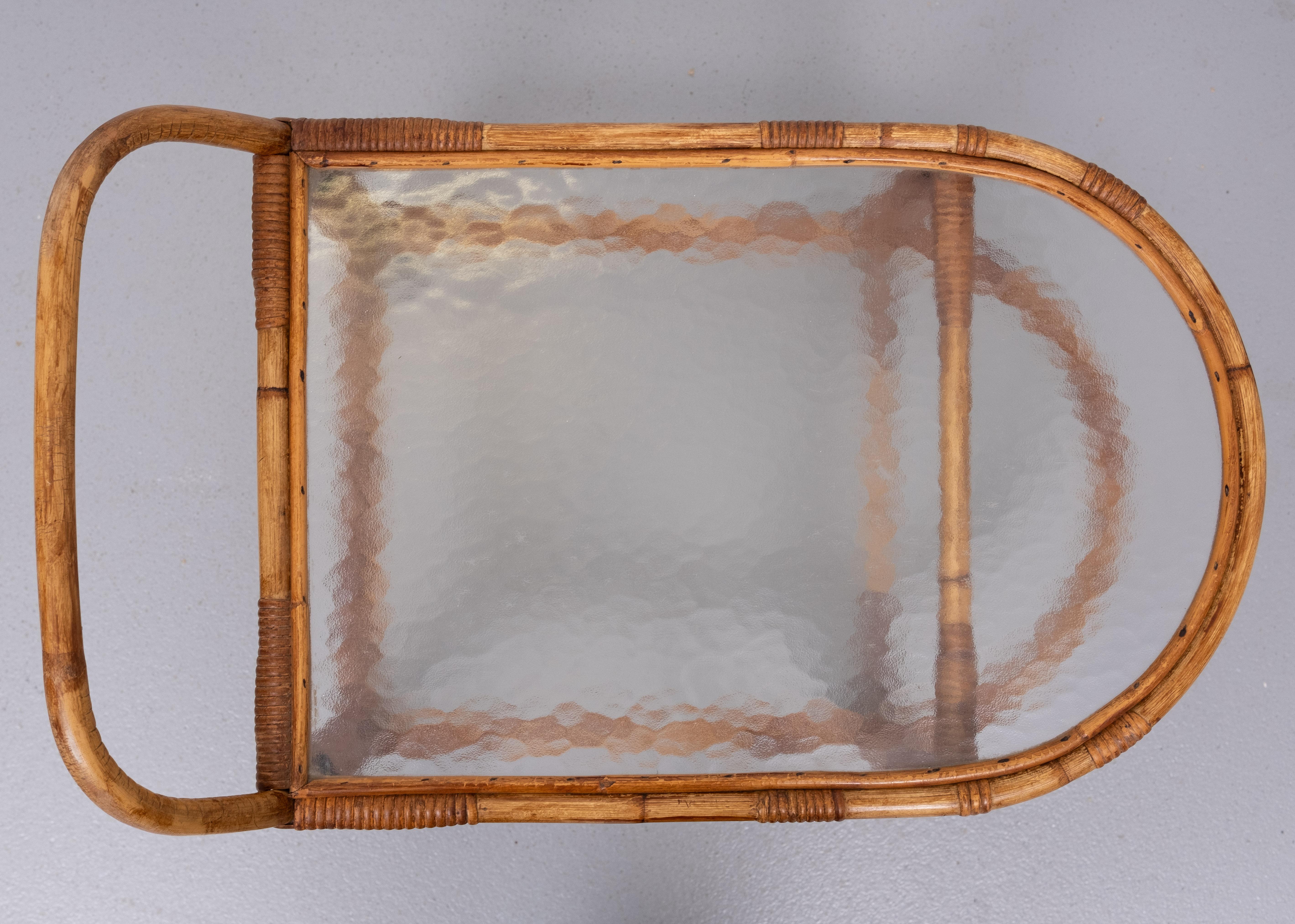 Rohe Noordwolde  Rattan Serving Trolley 1960s In Good Condition For Sale In Den Haag, NL