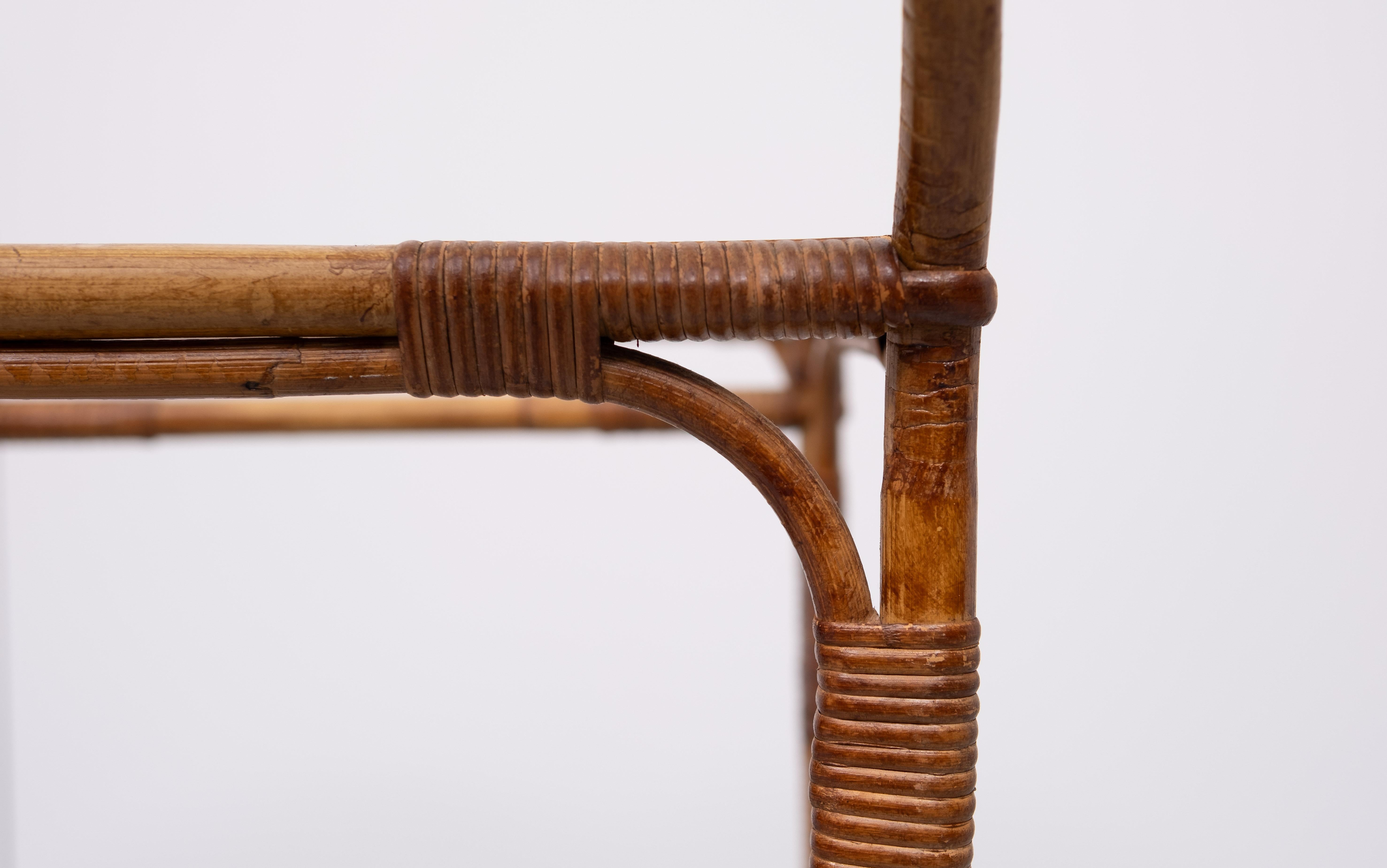 Mid-20th Century Rohe Noordwolde  Rattan Serving Trolley 1960s For Sale