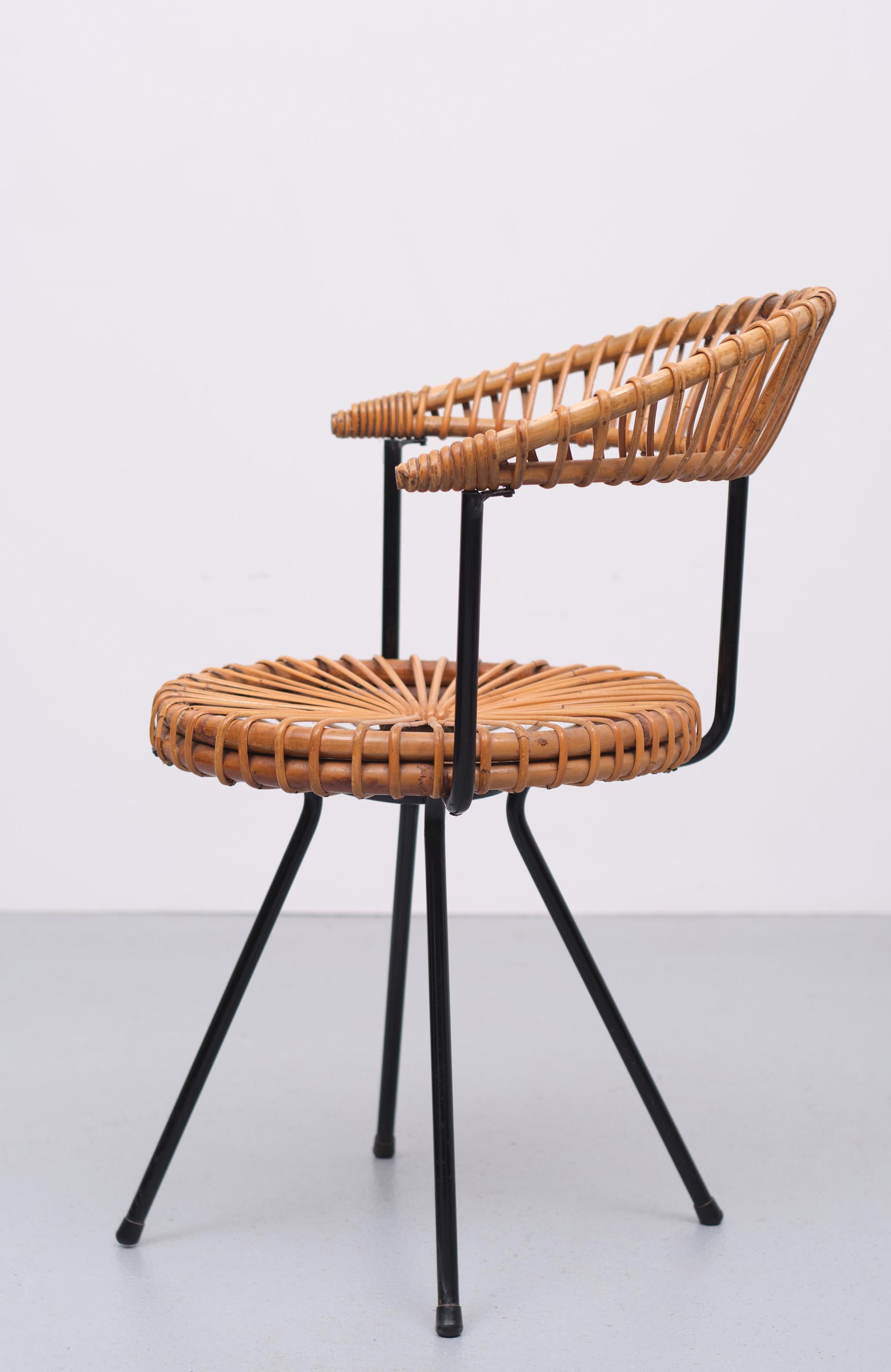 Rohe Noordwolde Wicker Chair 1950s Dutch  In Good Condition In Den Haag, NL