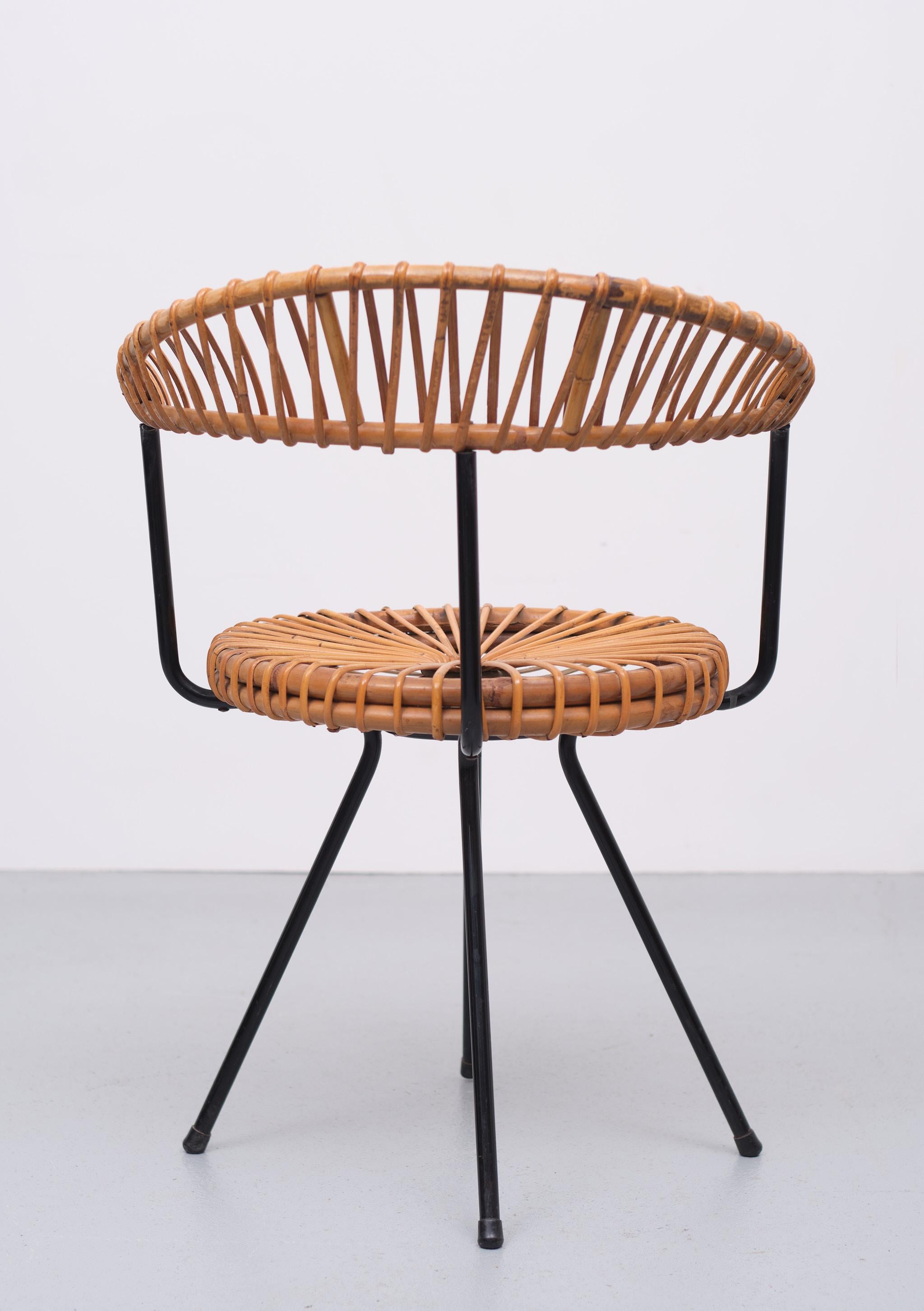Mid-20th Century Rohe Noordwolde Wicker Chair 1950s Dutch 