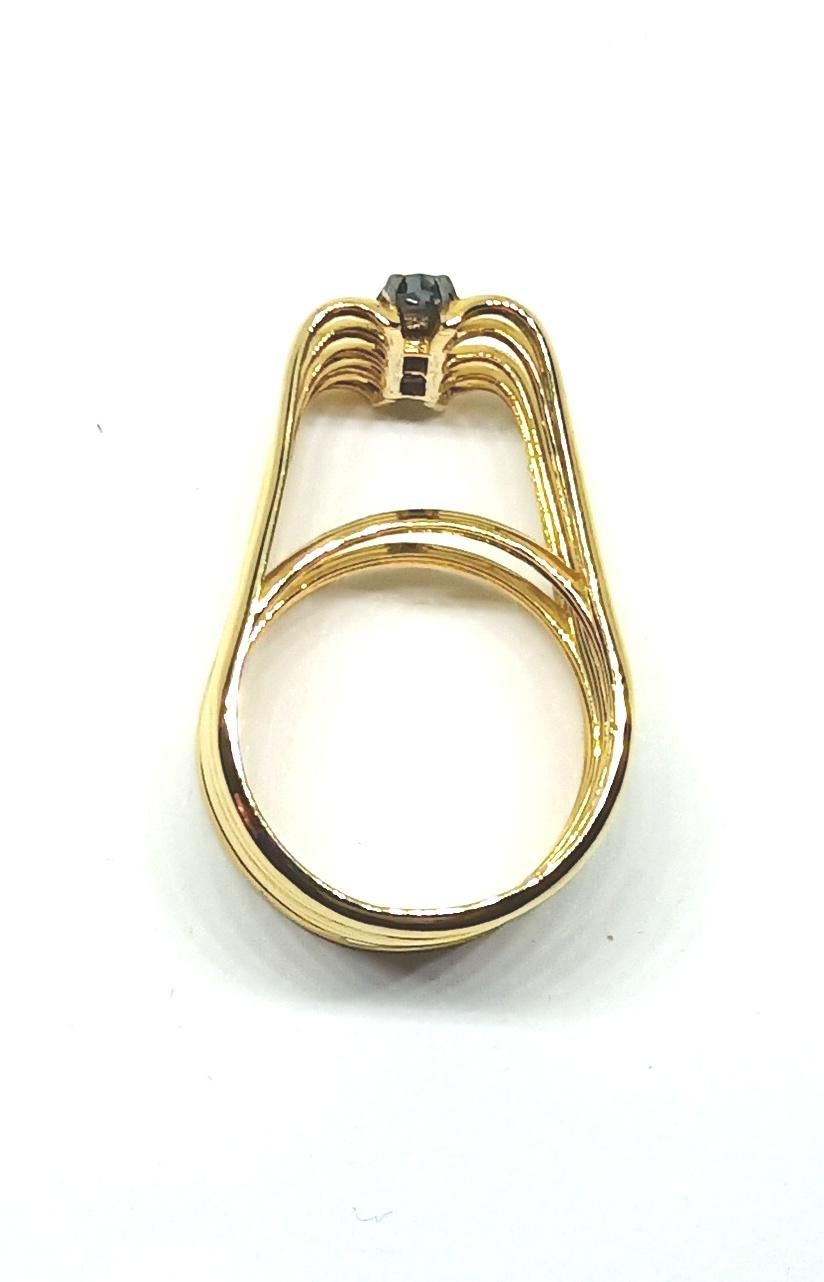 Black Rose Cut Diamond One of a Kind 18 Karat Yellow Gold Ring For Sale 6