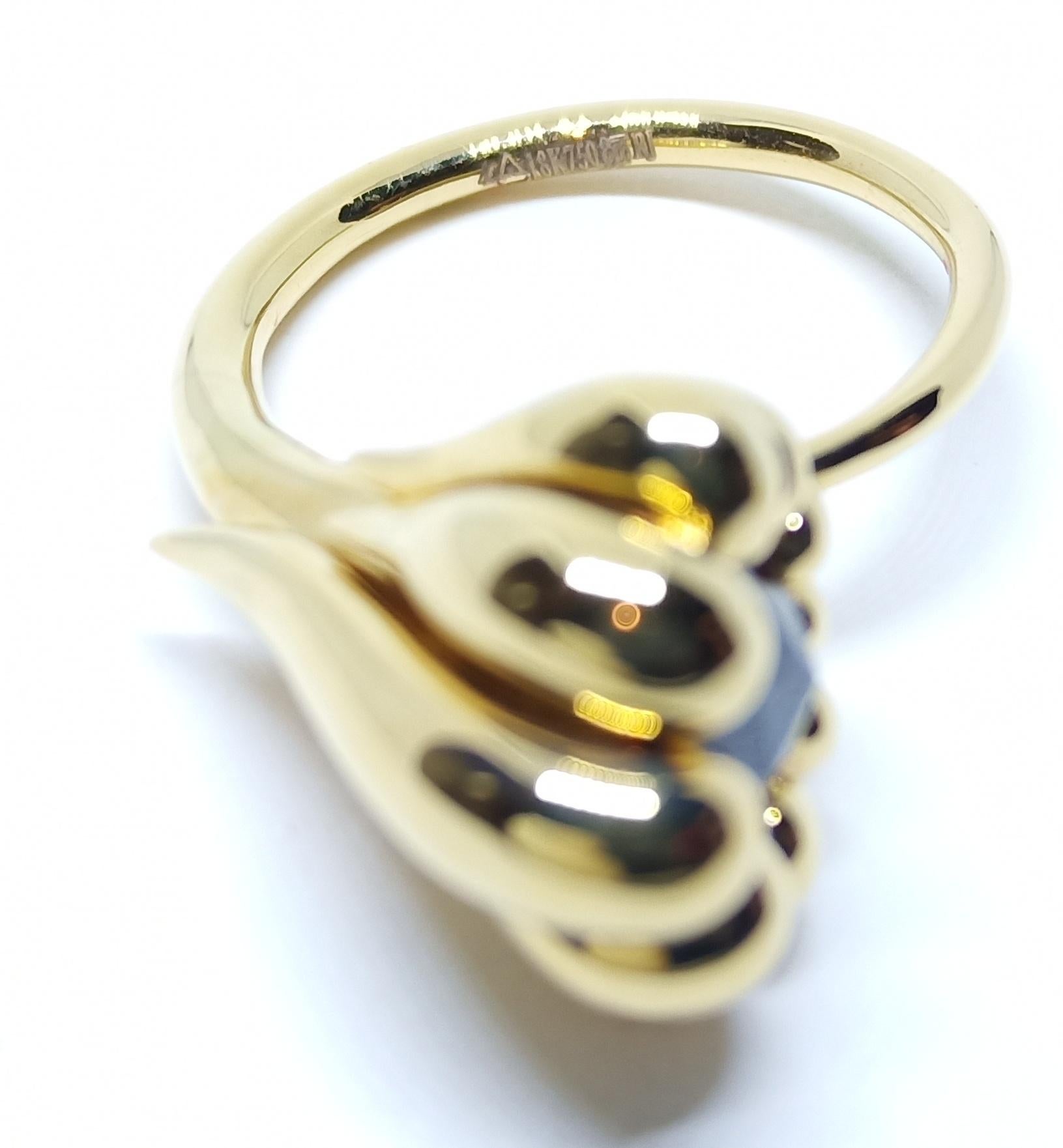 One of a Kind 18 Karat Yellow Gold Ring with Black Rose Cut Diamond For Sale 1