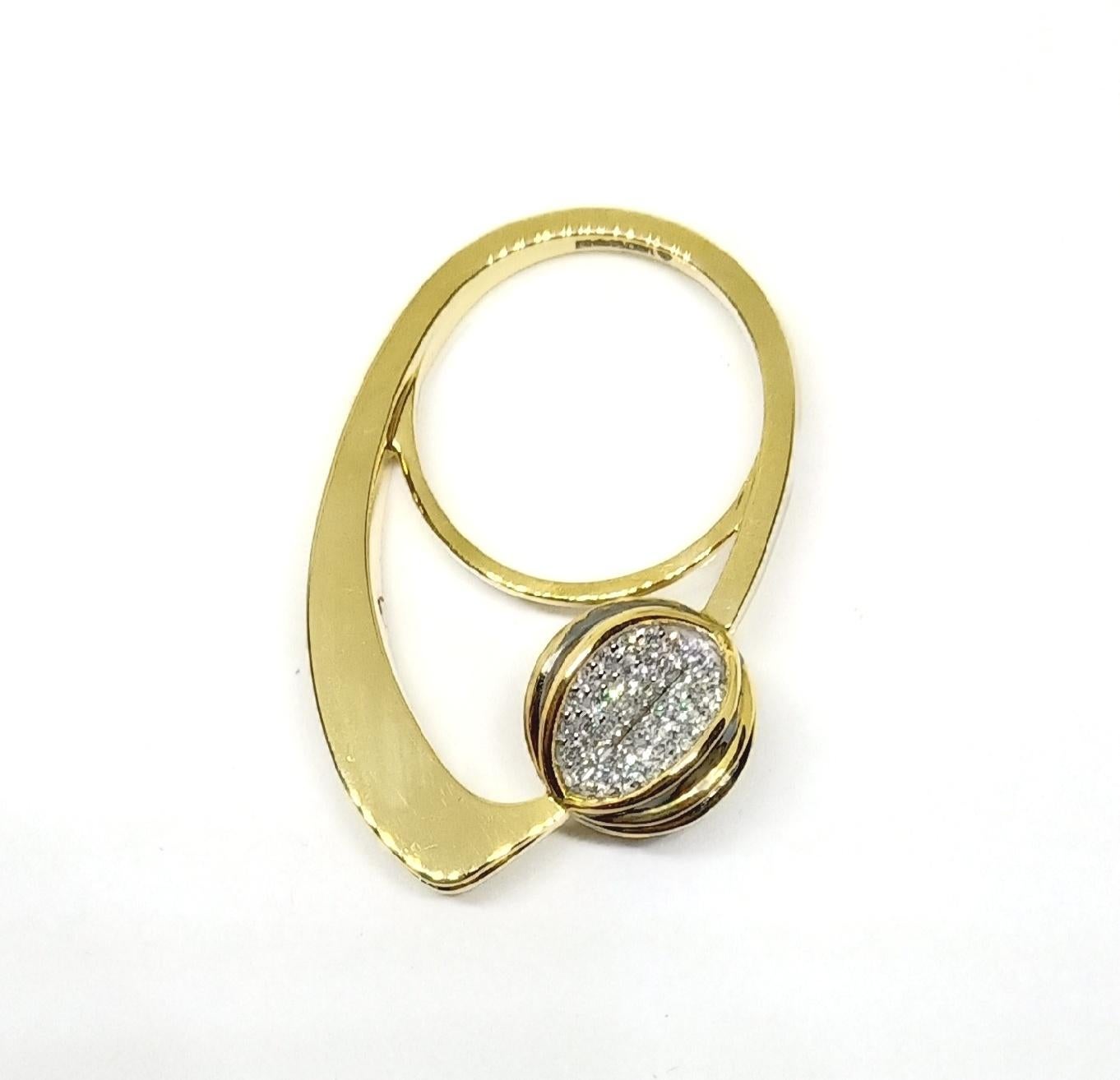 Women's One of a Kind 18 Karat Yellow Gold Ring with Round White Diamonds For Sale