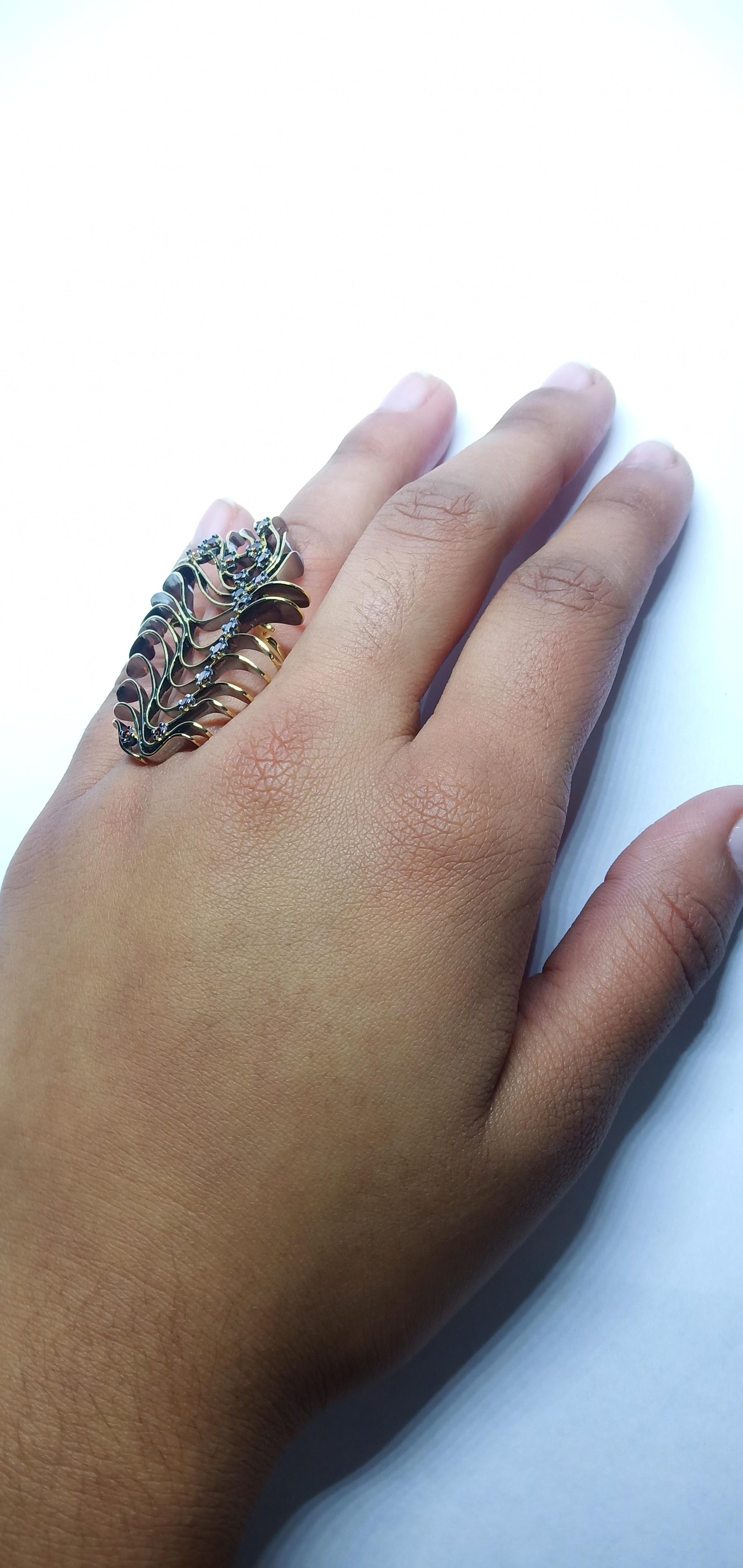 One of a Kind Brown Diamond Yellow Gold Contemporary Cocktail Ring For Sale 8