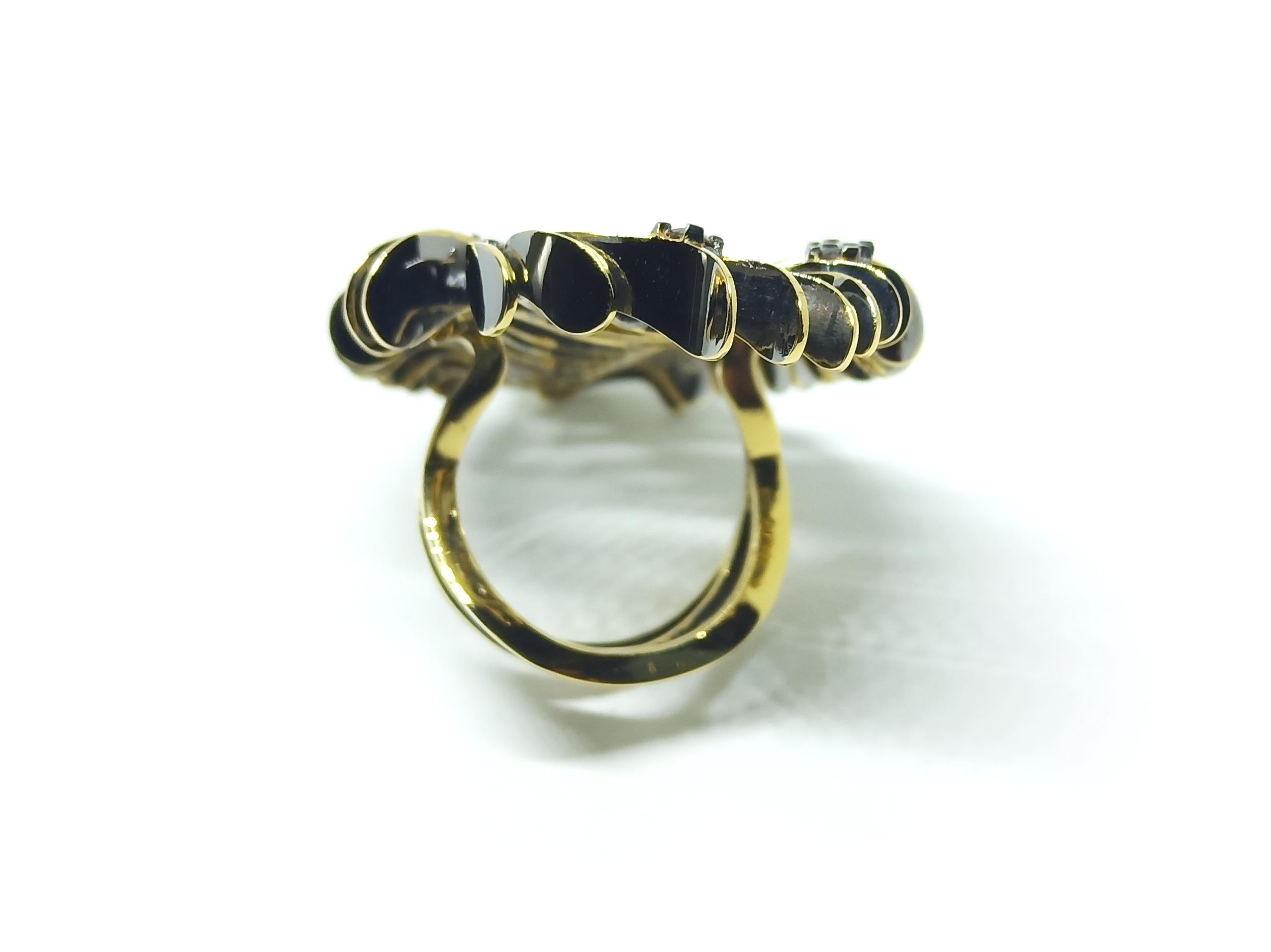 One of a Kind Brown Diamond Yellow Gold Contemporary Cocktail Ring For Sale 3