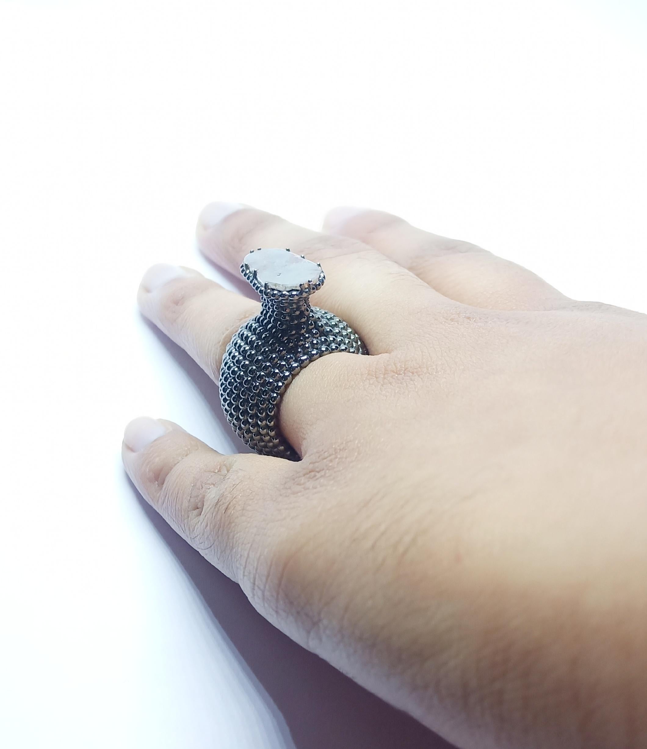 One of a Kind Contemporary 18 Karat Gold Diamond Ring For Sale 8
