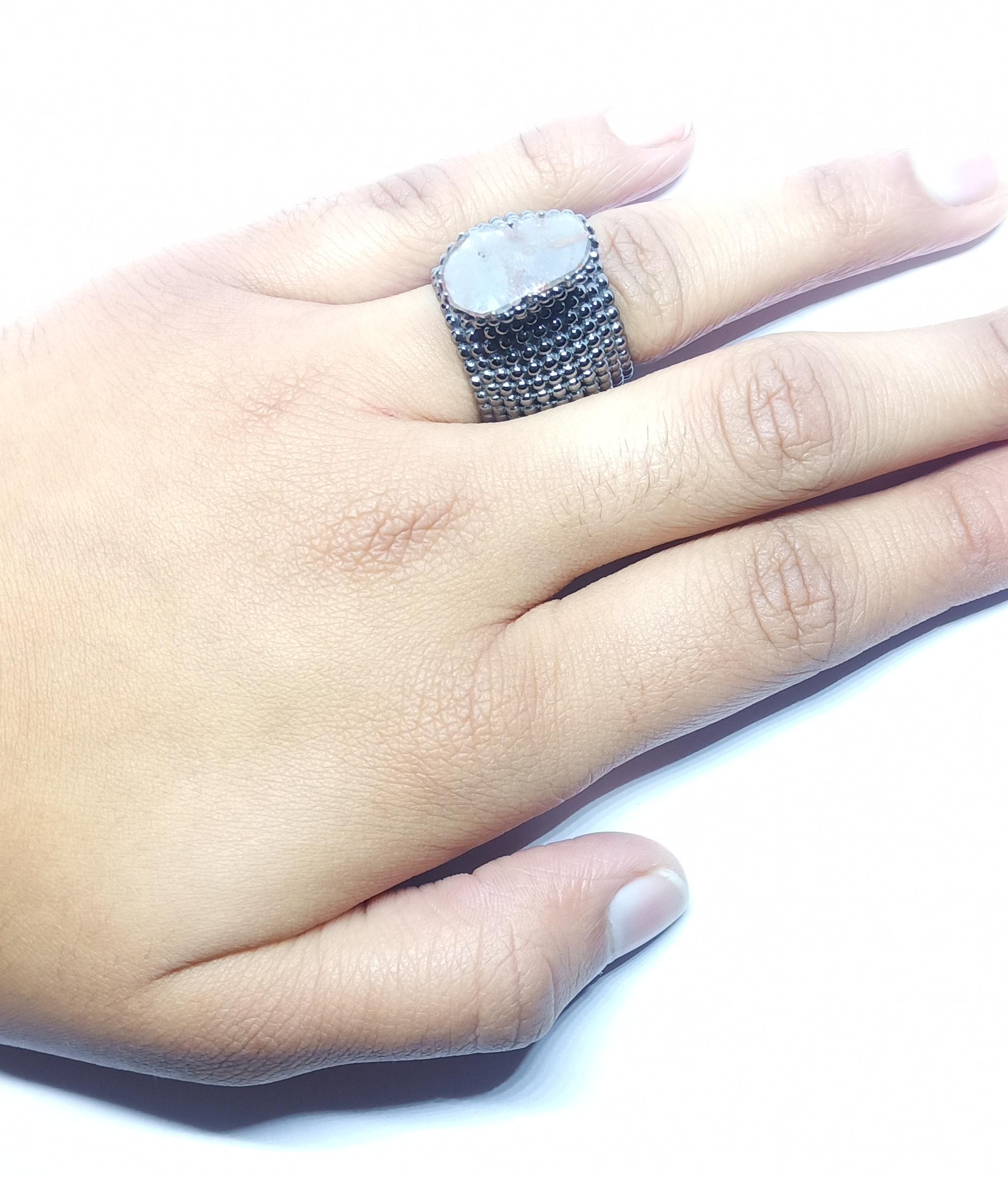One of a Kind Contemporary 18 Karat Gold Diamond Ring For Sale 10