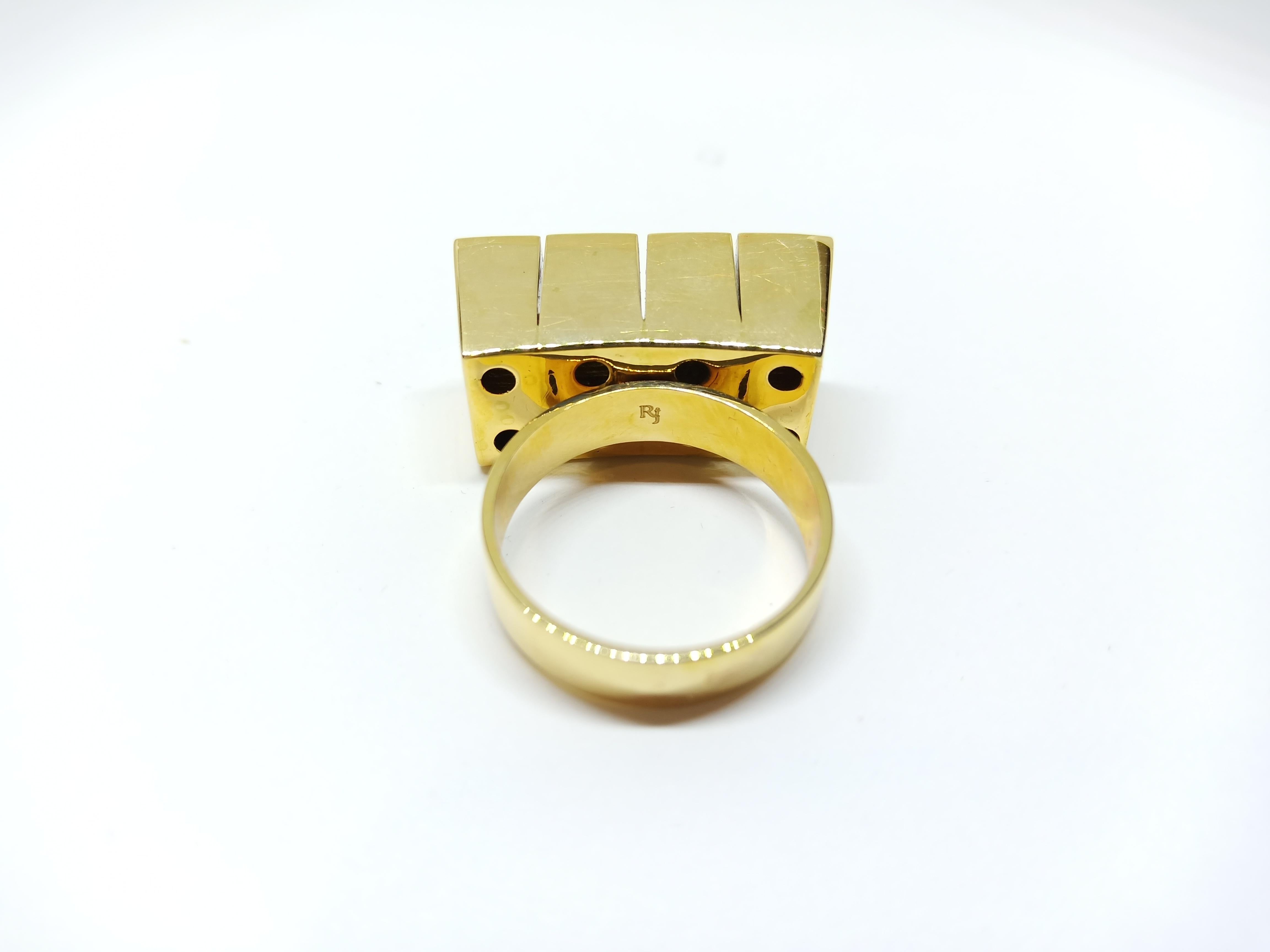 Women's Contemporary One Of A Kind Orange Rose Cut Diamond 18 Karat Yellow Gold Ring For Sale