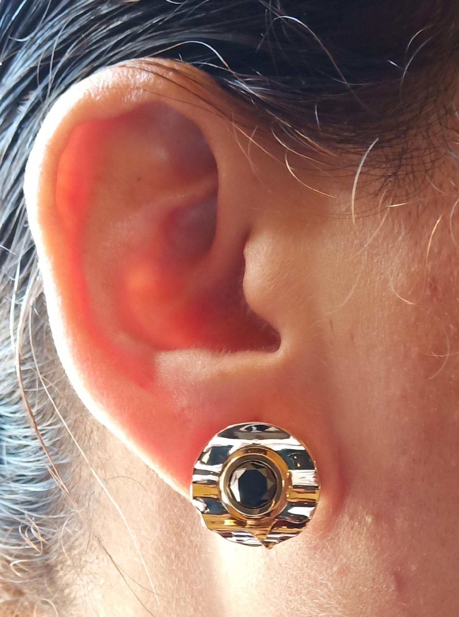 Rohit Jain One of a Kind Round Black Diamond 18 Karat Yellow White Gold Earrings In New Condition For Sale In NEW DELHI, IN