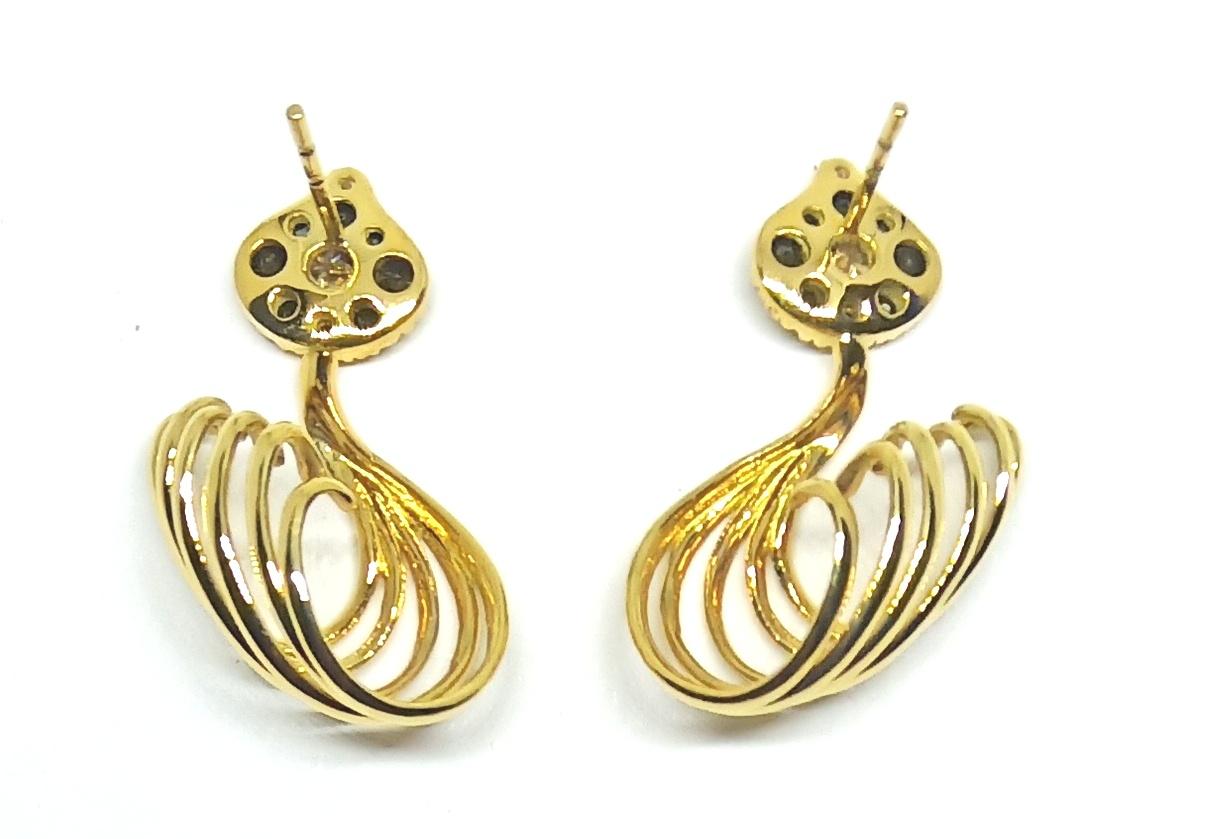 Women's One of a Kind Round Black, White and Brown Diamond Gold Earrings For Sale
