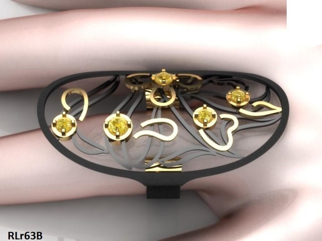 Contemporary Yellow Rosecut Diamond 18 Karat Black Gold Fashion Ring For Sale 7