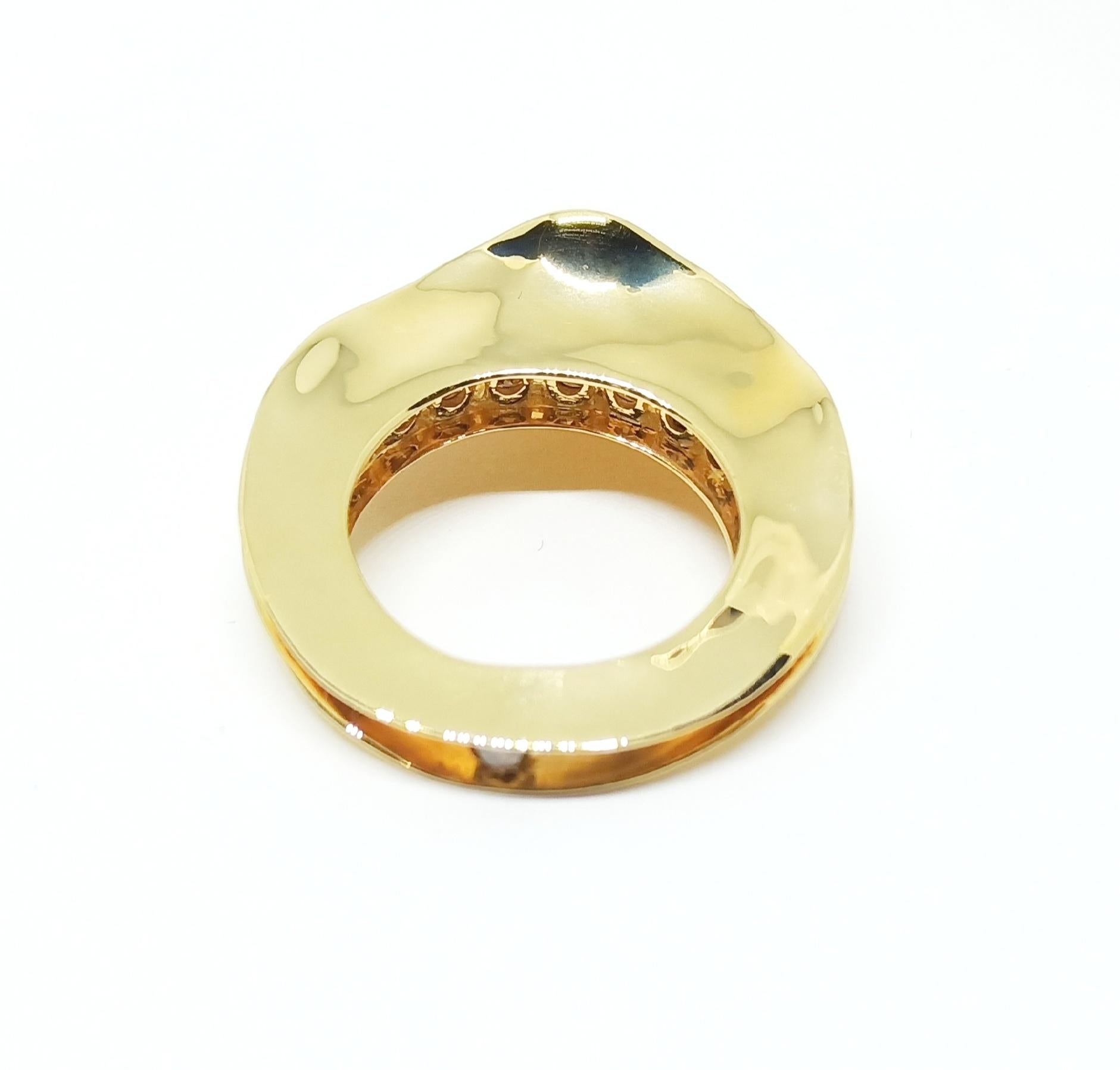 Women's Contemporary Brown Diamond One of a Kind 18 Karat Yellow Gold Cocktail  Ring For Sale