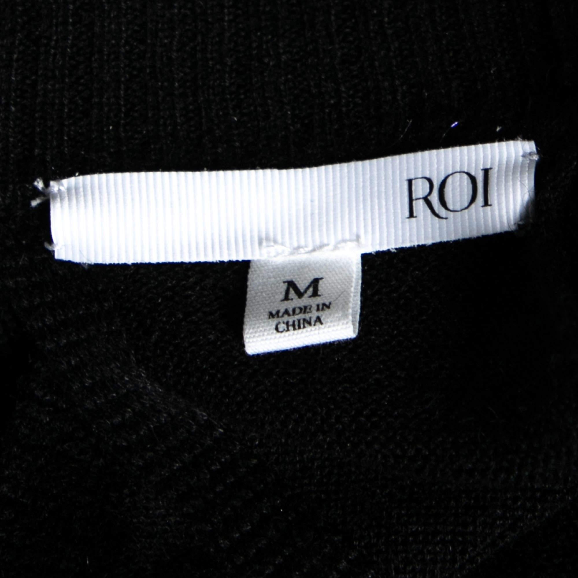 Roi Pullover aus schwarzer Seide und Kaschmirstrick mit Ausschnittsdetails M im Zustand „Gut“ in Dubai, Al Qouz 2