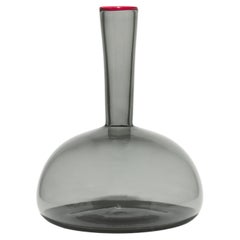 ROI Decanter by Giberto Venezia, Smoky Grey Glass with Pink Rim
