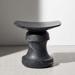 Roi stool in Black Marquina Marble
