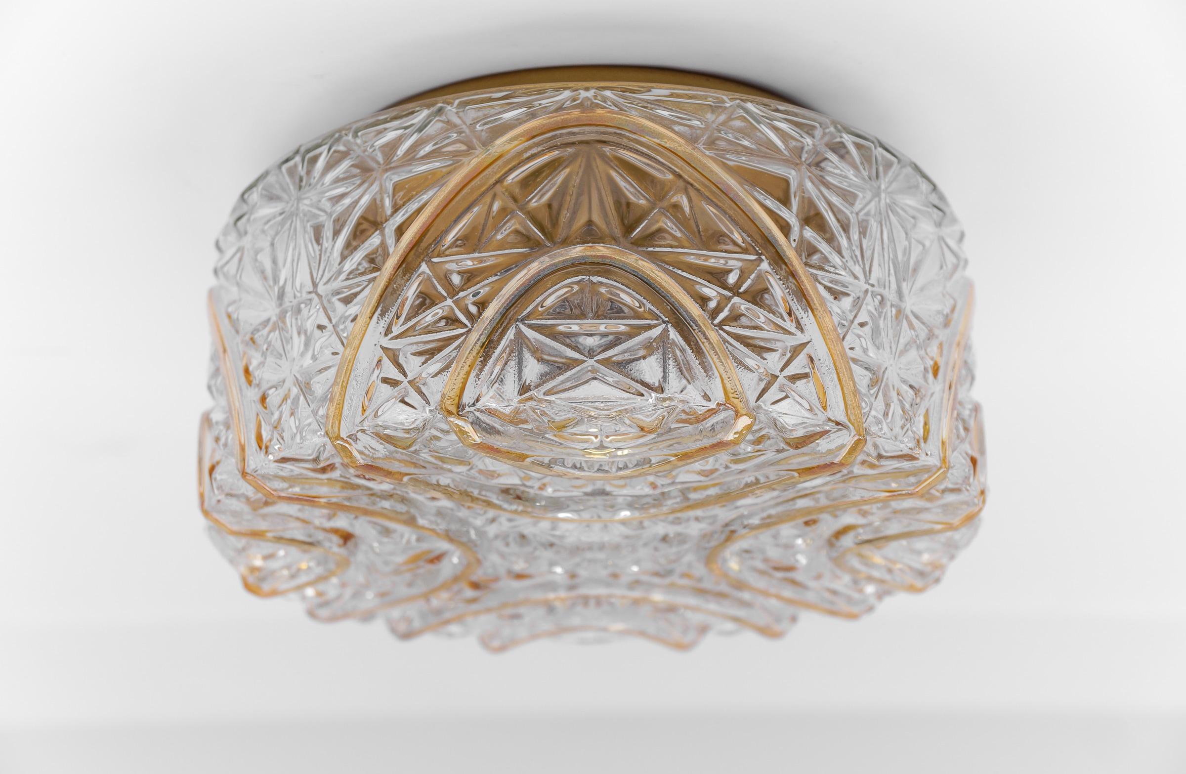 Lampada da incasso Roiund 3D in vetro ambrato di Limburg, Germania 1960 in vendita 3