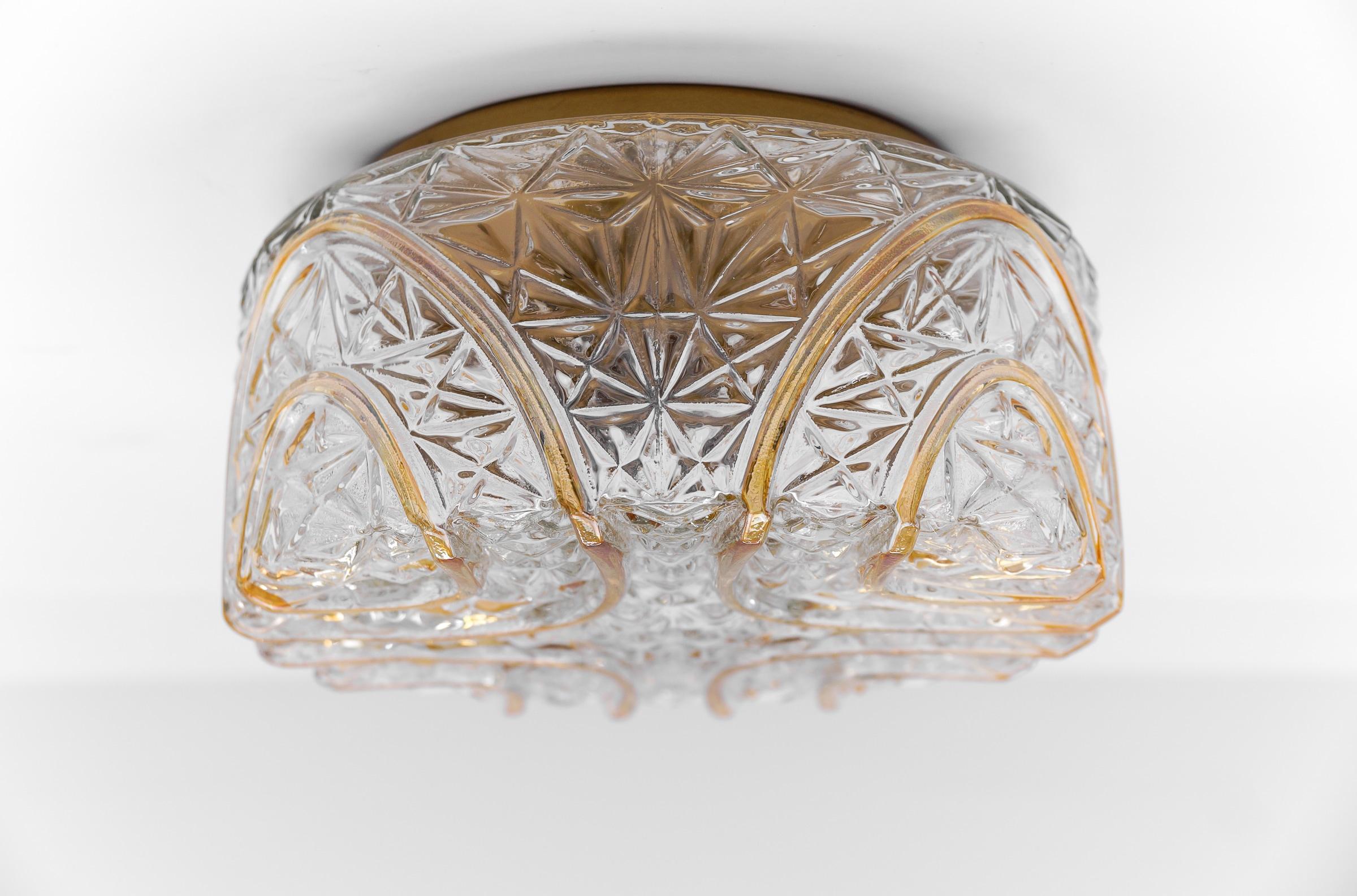 Lampada da incasso Roiund 3D in vetro ambrato di Limburg, Germania 1960 in vendita 5