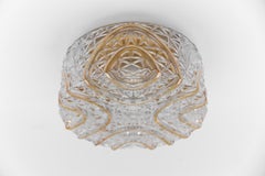 Roiund 3D Amber Glass Flush Mount Lamp by Limburg, Germany 1960s