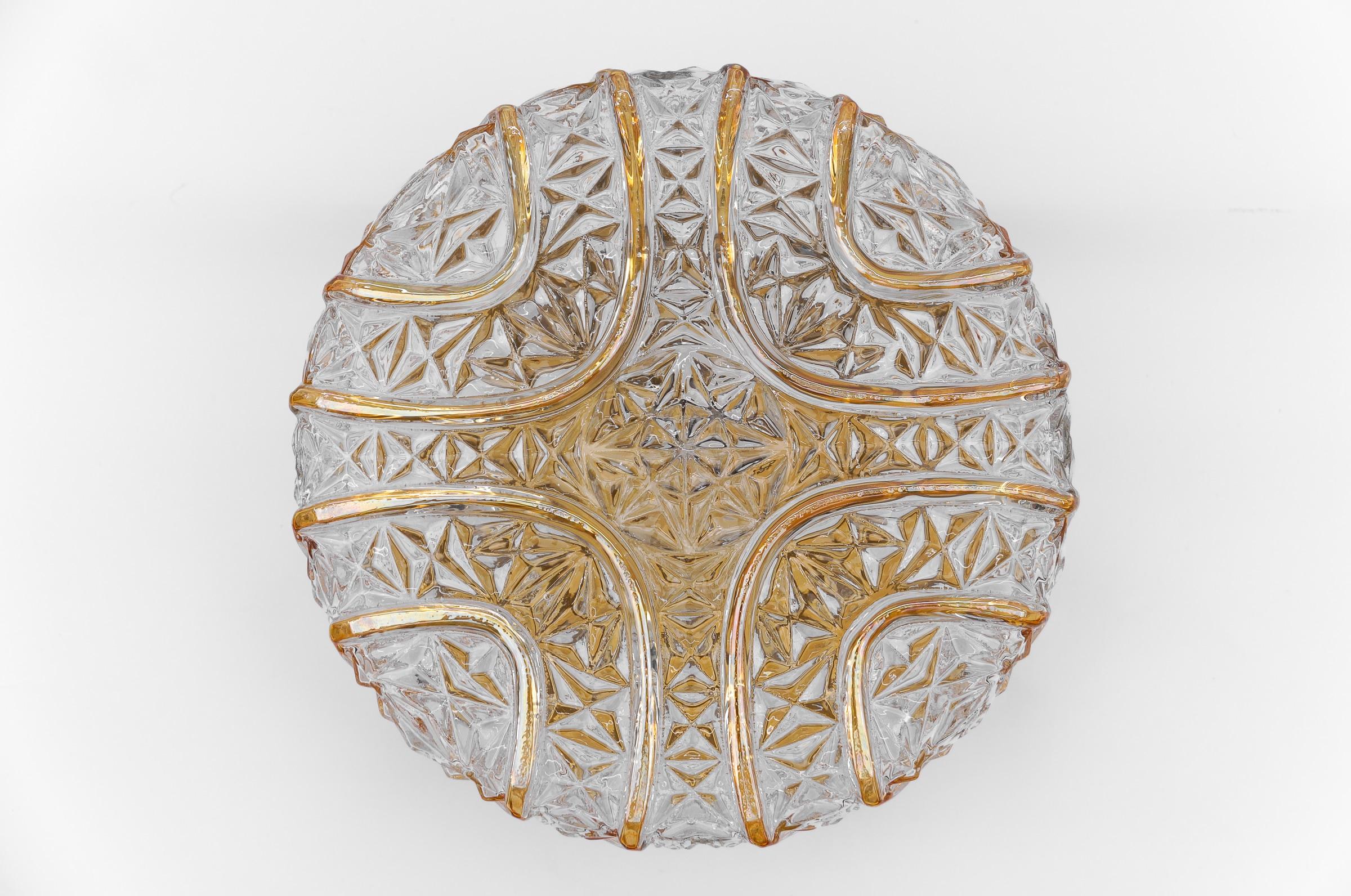 Tedesco Lampada da incasso Roiund 3D in vetro ambrato di Limburg, Germania 1960 in vendita