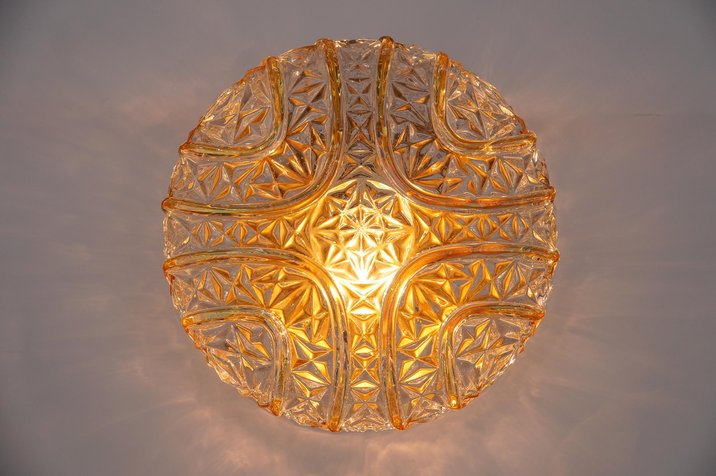 Lampada da incasso Roiund 3D in vetro ambrato di Limburg, Germania 1960 In condizioni buone in vendita a Nürnberg, Bayern