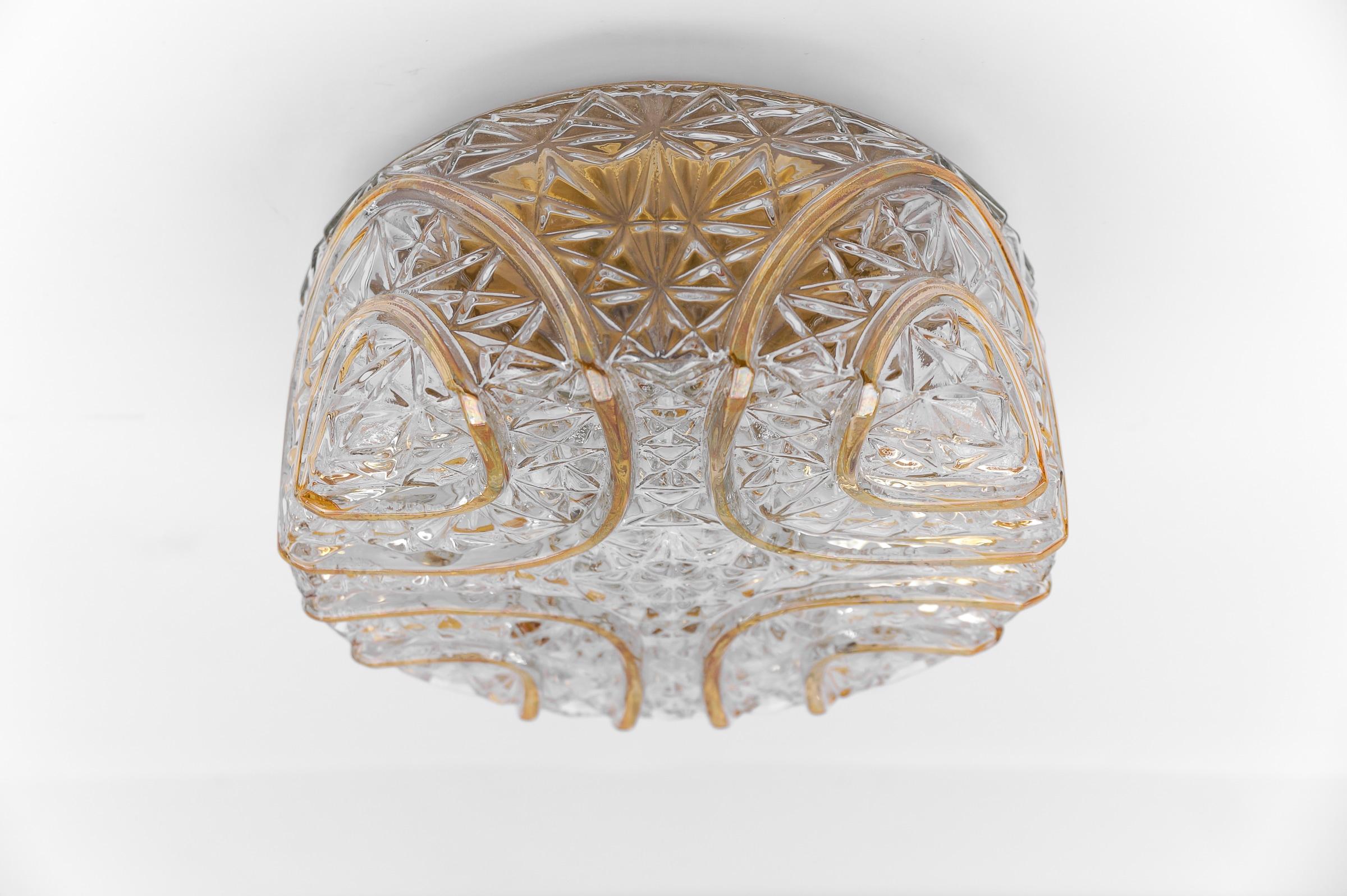 Lampada da incasso Roiund 3D in vetro ambrato di Limburg, Germania 1960 in vendita 2