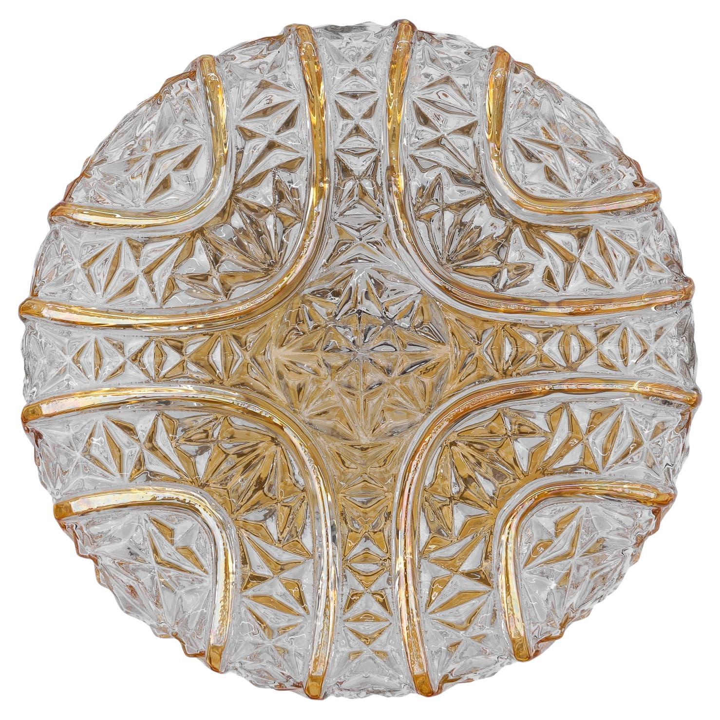 Roiund 3D Lámpara empotrada de cristal ámbar de Limburg, Alemania Años 60