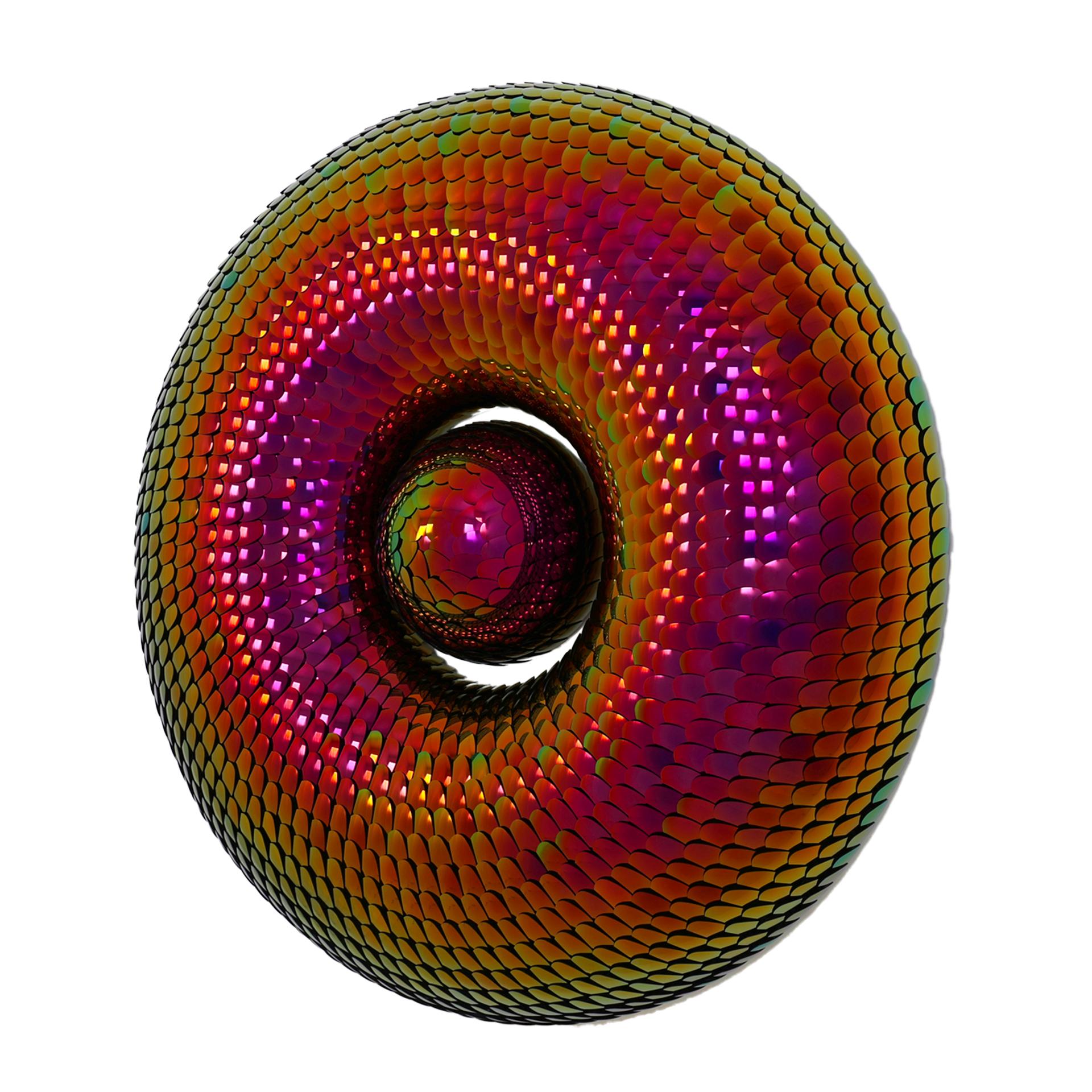 Modern Mirror Effect Wall Sculpture , Red & Pink Torus,  by Eelco Hilgerson For Sale