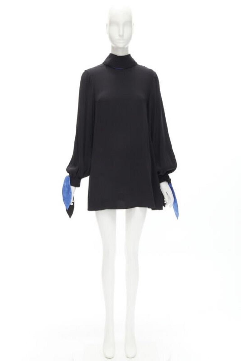 ROKSANDA 100% silk black blue bow tie cuff tunic dress  UK8 S For Sale 5