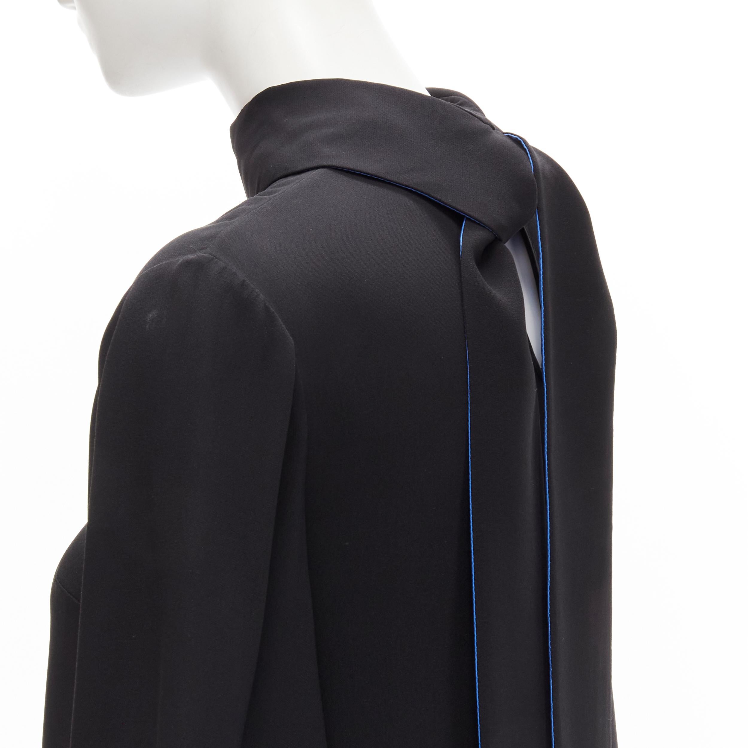 ROKSANDA 100% silk black blue bow tie cuff tunic dress  UK8 S 1