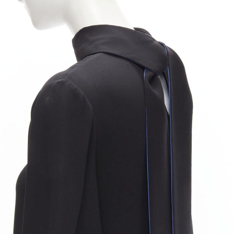 ROKSANDA 100% silk black blue bow tie cuff tunic dress  UK8 S For Sale 3