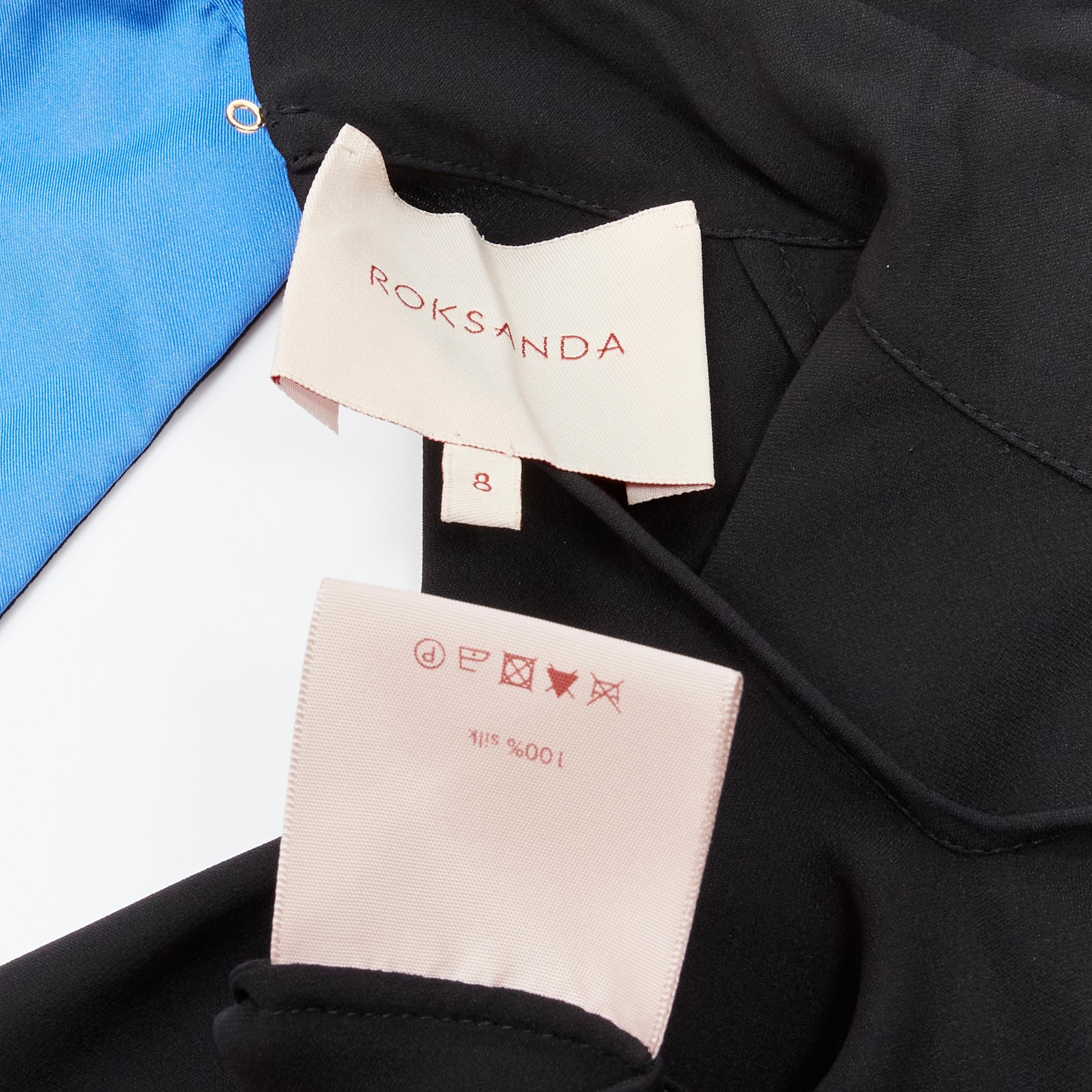 ROKSANDA 100% silk black blue bow tie cuff tunic dress  UK8 S For Sale 2