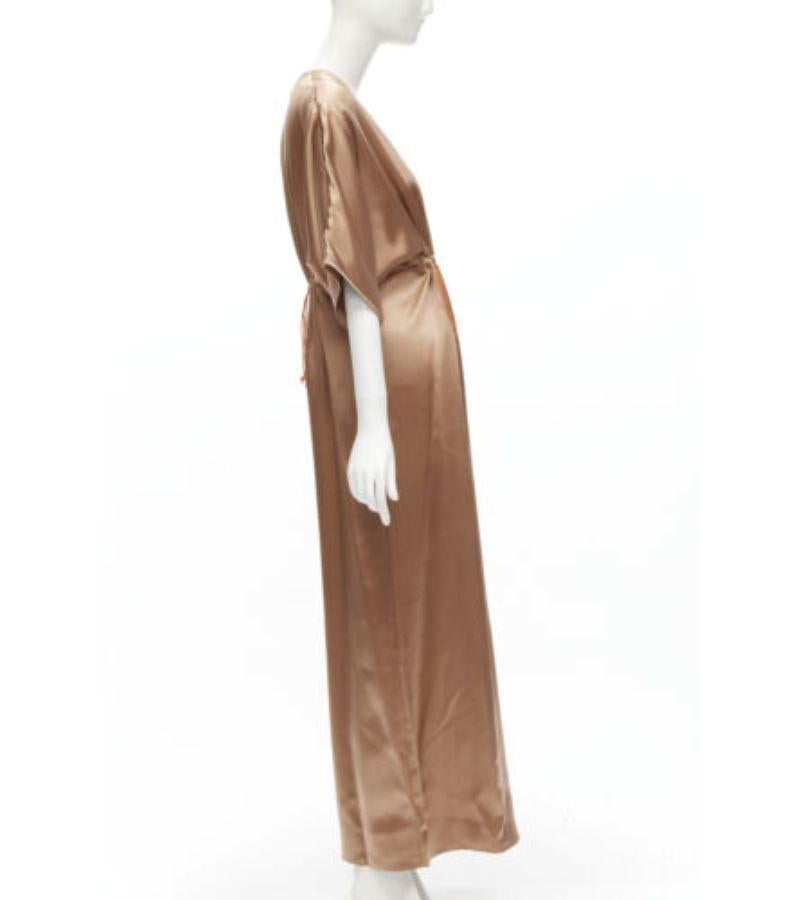 ROKSANDA 100% silk bronze satin toggle waist batwing wide leg jumpsuit UK8 S In Good Condition For Sale In Hong Kong, NT